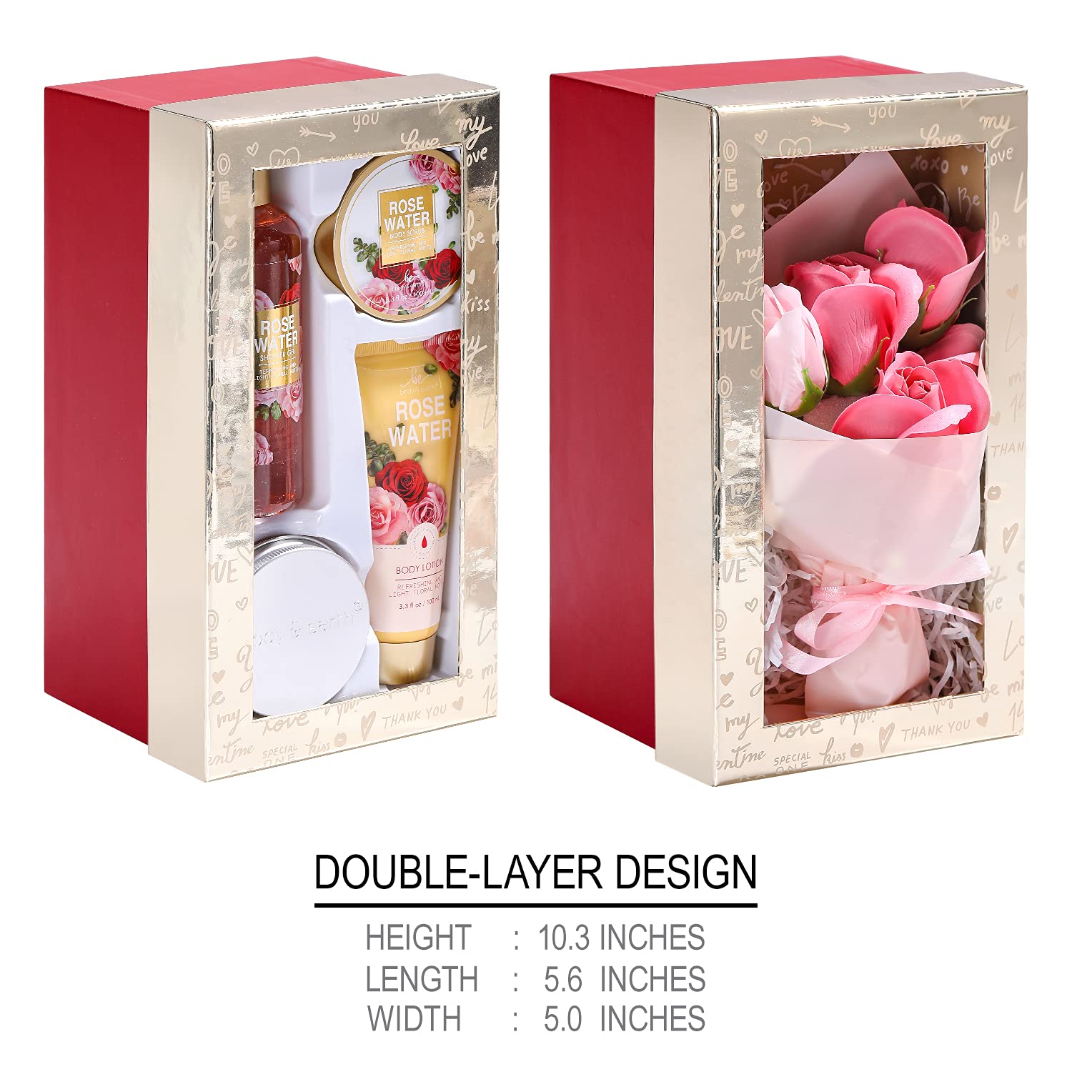 Mothers Day Gifts for Mom, Spa Birthday Gift Baskets for Women Her Wife Girlfriend, with Rose Scented Shower Gel, Body Scrub, Body Lotion, Hand Soap - Image 3