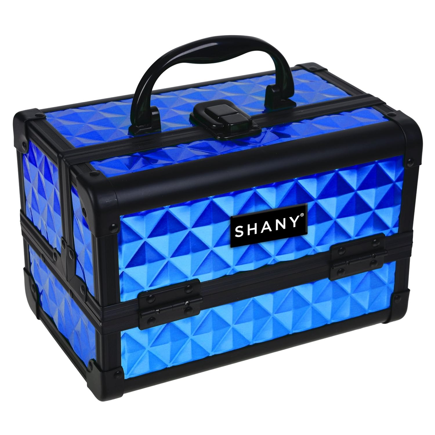 SHANY Chic Makeup Train Case Cosmetic Box Portable Makeup Case Cosmetics Beauty Organizer Jewelry storage with Locks, Multi trays Makeup Storage Box with Makeup Mirror - Peacock Blue - Image 4