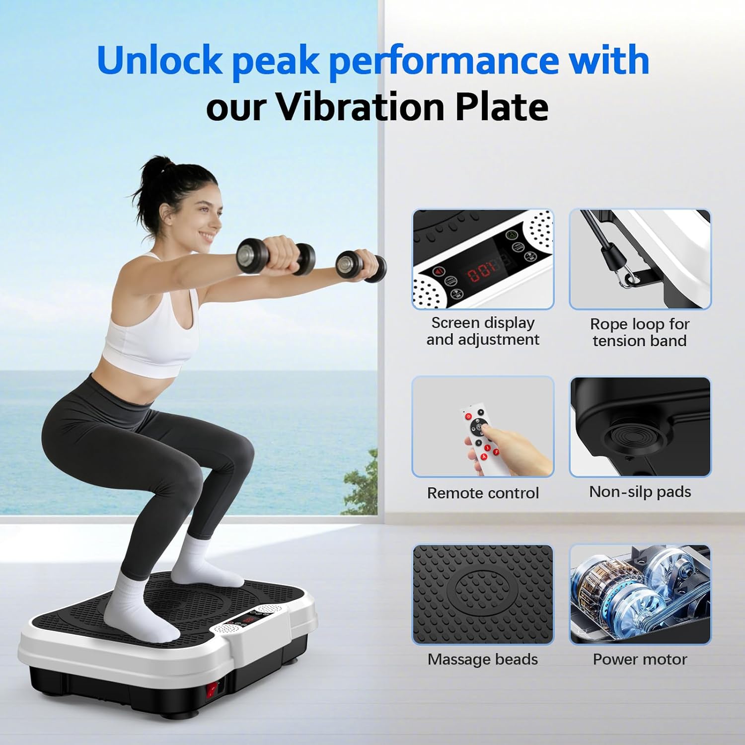 Vibration Plate Exercise Machine for Lymphatic Drainage, Vibration Platform for Weight Loss, 400 Lbs Capacity Shake Plate Full Body Workout Vibrate Fitness Platform for Home Women Men - Image 4