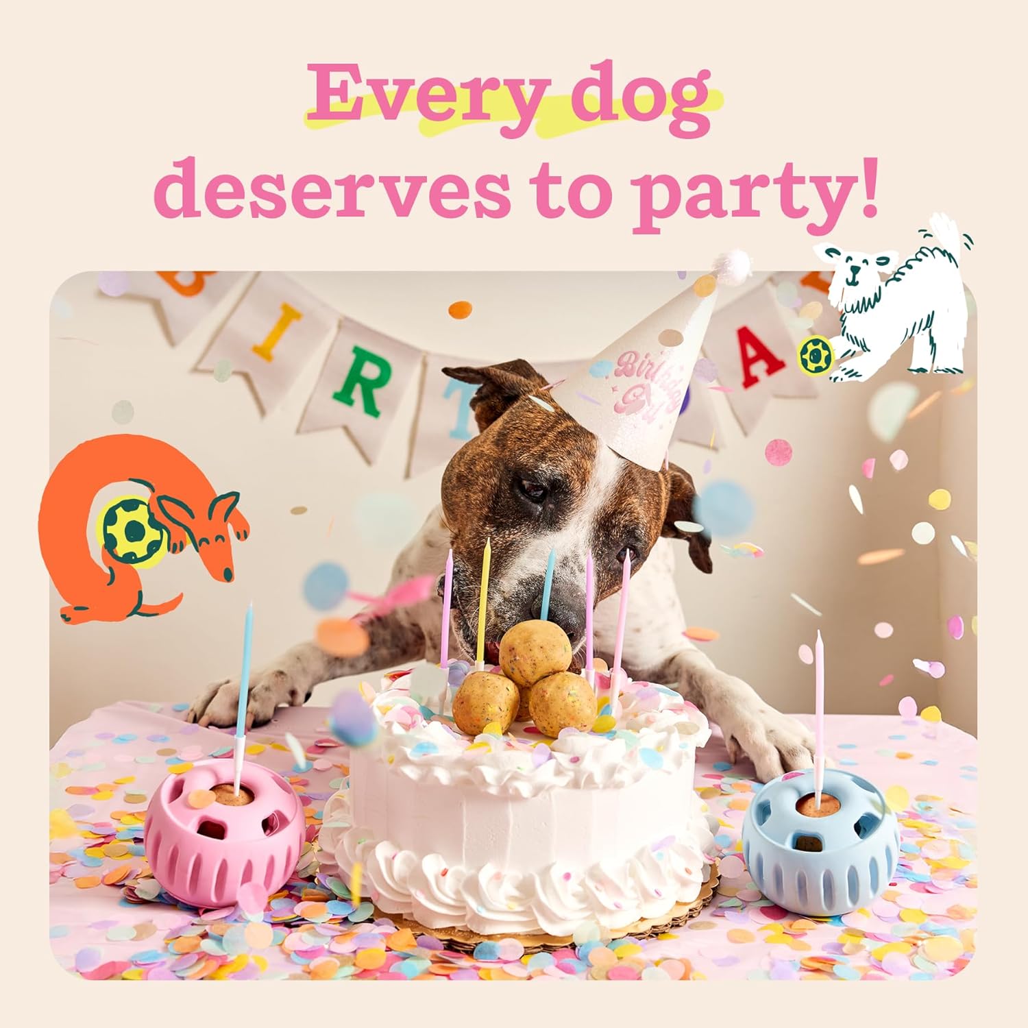 WOOF Party Pupsicle - Long-Lasting Interactive Dog Toys for Boredom - Low-Mess Design - Birthday Gifts for Dogs - Large Dog Toys - Buddy Blue - Image 6