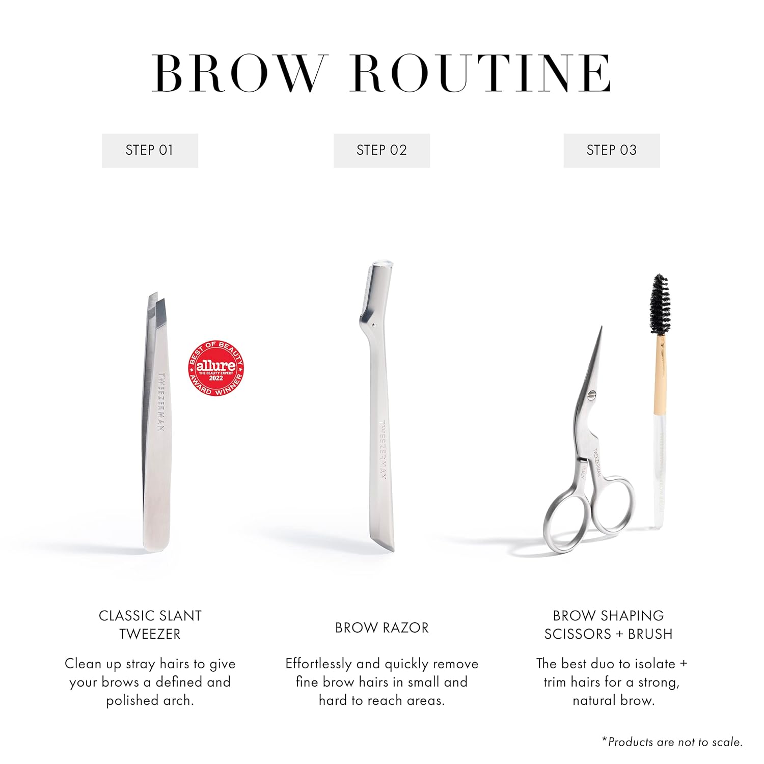 Tweezerman Stainless Steel Eyebrow Shaping Scissors & Brush - Eyebrow Trimming Set for Women and Men - Image 5