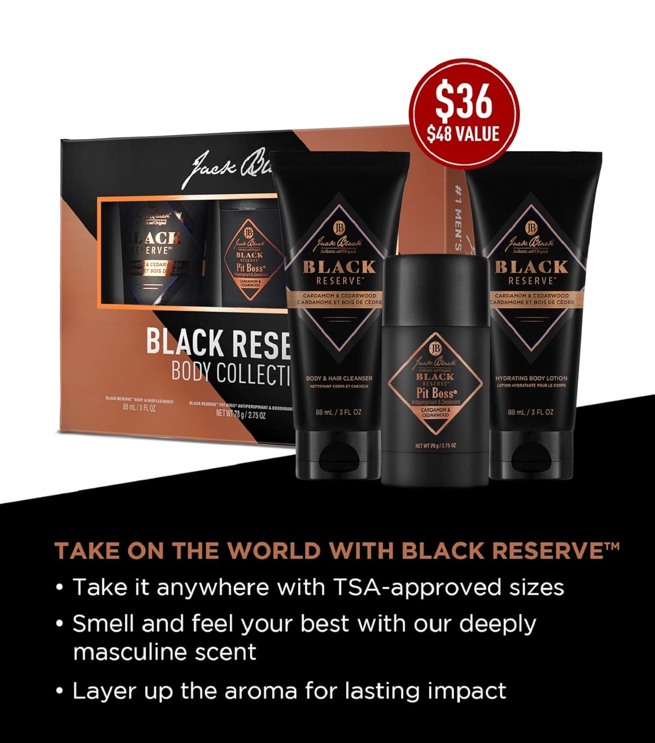Jack Black Body Collection Set for Men - Mens Body Wash, Pit Boss Men's Deodorant, Body Lotion, Grooming Kit - Image 2