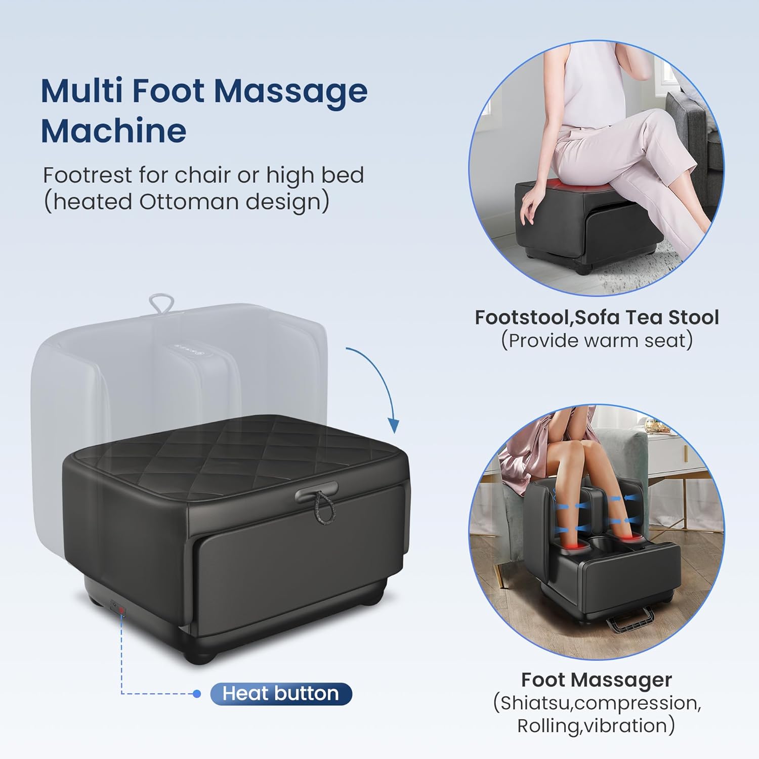 COMFIER 2 in 1 FSA Foot Massager Machine, HSA Shiatsu Foot and Calf Massager with Heat,Kneading,Vibration,Compression Massagers for Feet Health,Ankle & Leg Tired, Plantar Fasclitis,Gift for Men Women - Image 2