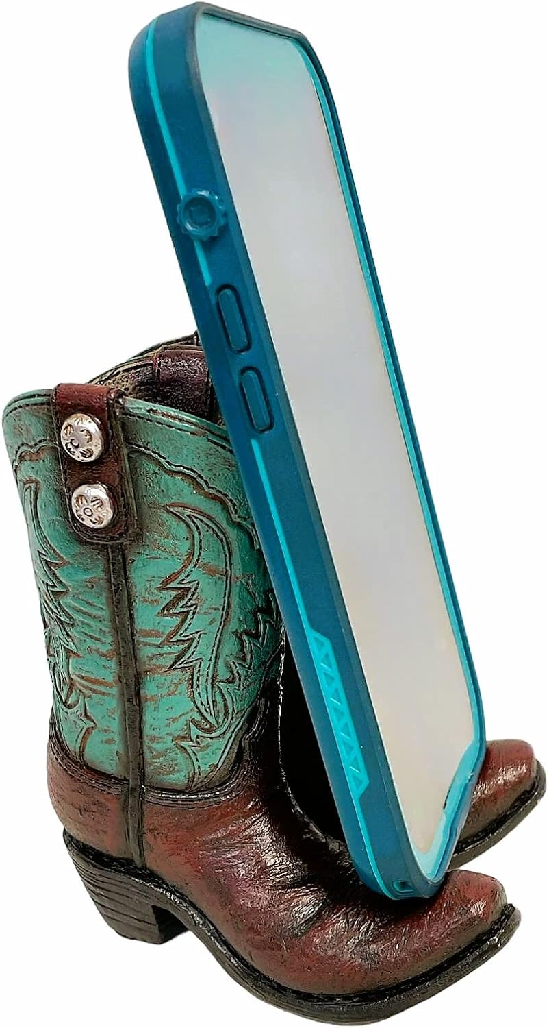 Cell Phone Stand in rustic western style cowboy boots design - phone or other electronic device holder, dock, stand (Great stocking stuffer Idea) - Image 3