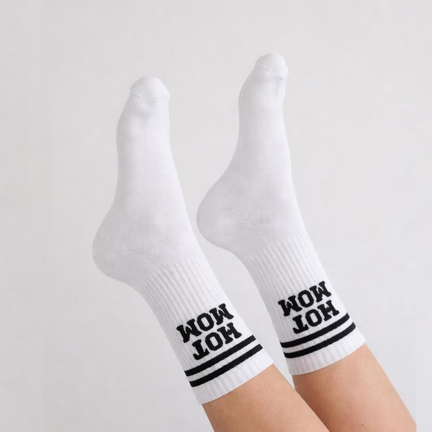 Hot Mom Socks – Funny Cool Mom Crew Socks for Women Size 6-10, Cotton Blend, Retro Striped Athletic Style, New Mom Gifts, Expecting Mom Gifts, Mom Birthday Present - Image 3