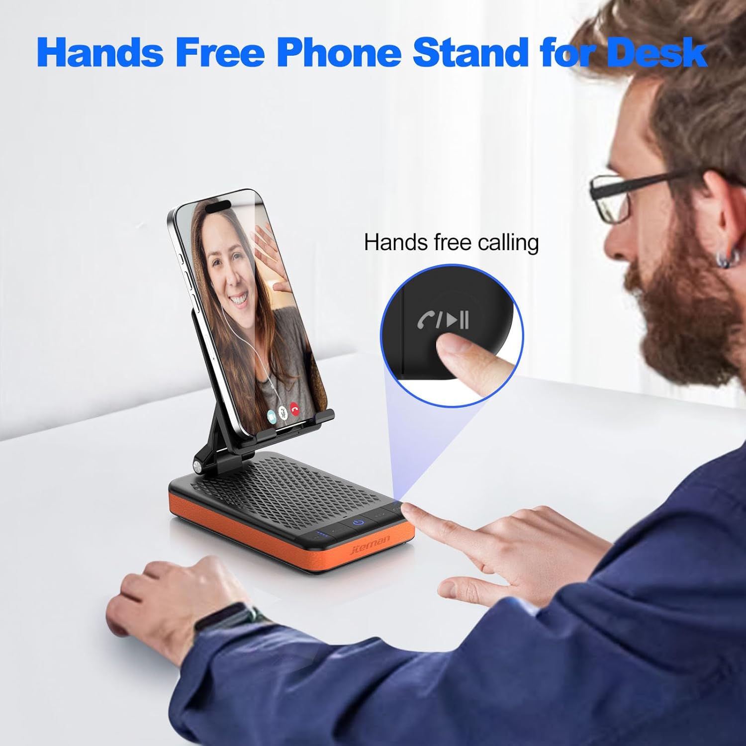 JTEMAN Bluetooth Speaker Phone Stand with Charging Function,Portable Foldable Slim Stand,Birthday Gifts for Men and Women Tech Gadgets - Image 4