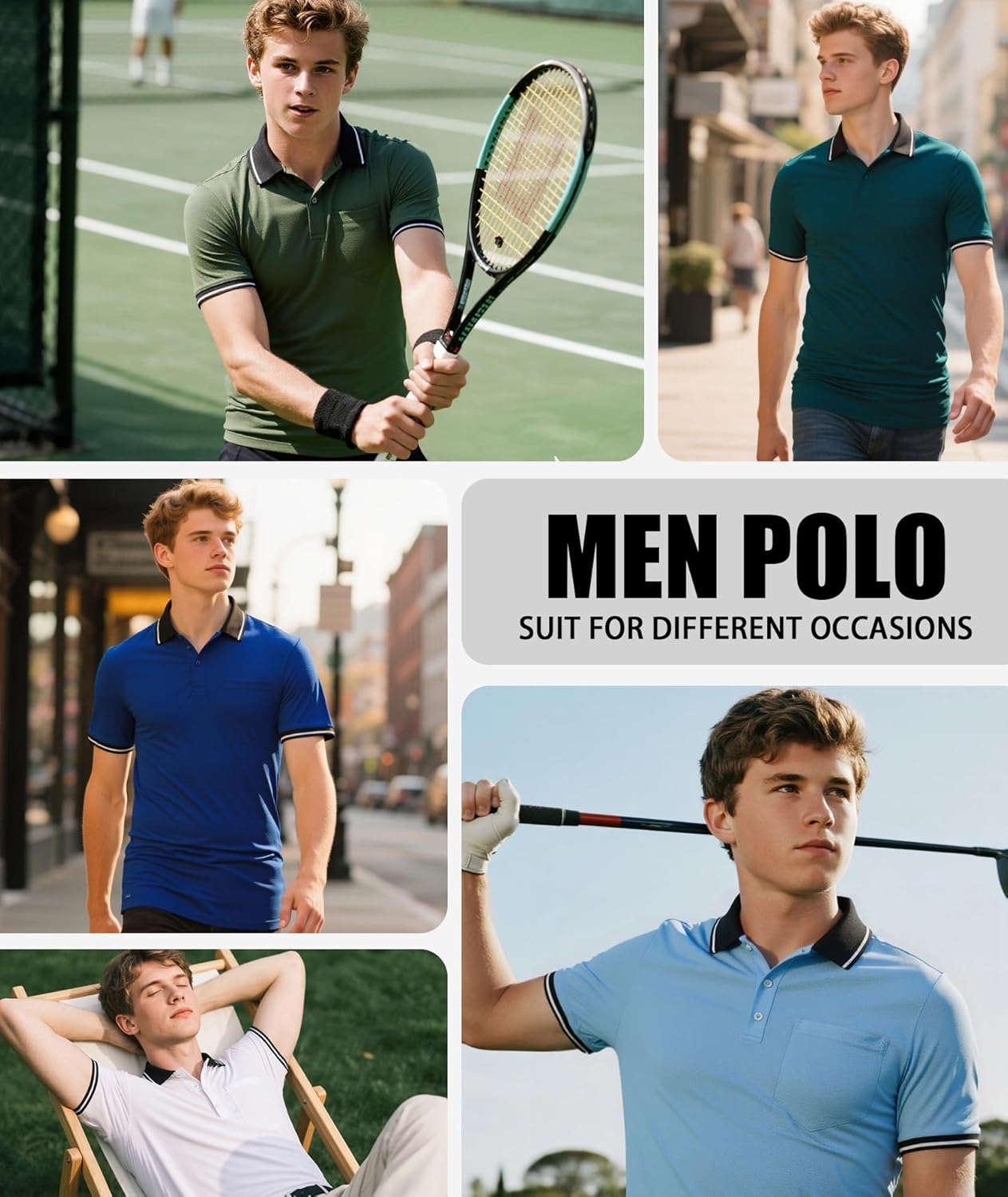 ZITY 3 Pack Men Polo Shirts Short Sleeve with Pocket Sport Wicking Shirts for Men Casual Athletic Collared T-Shirts - Image 2