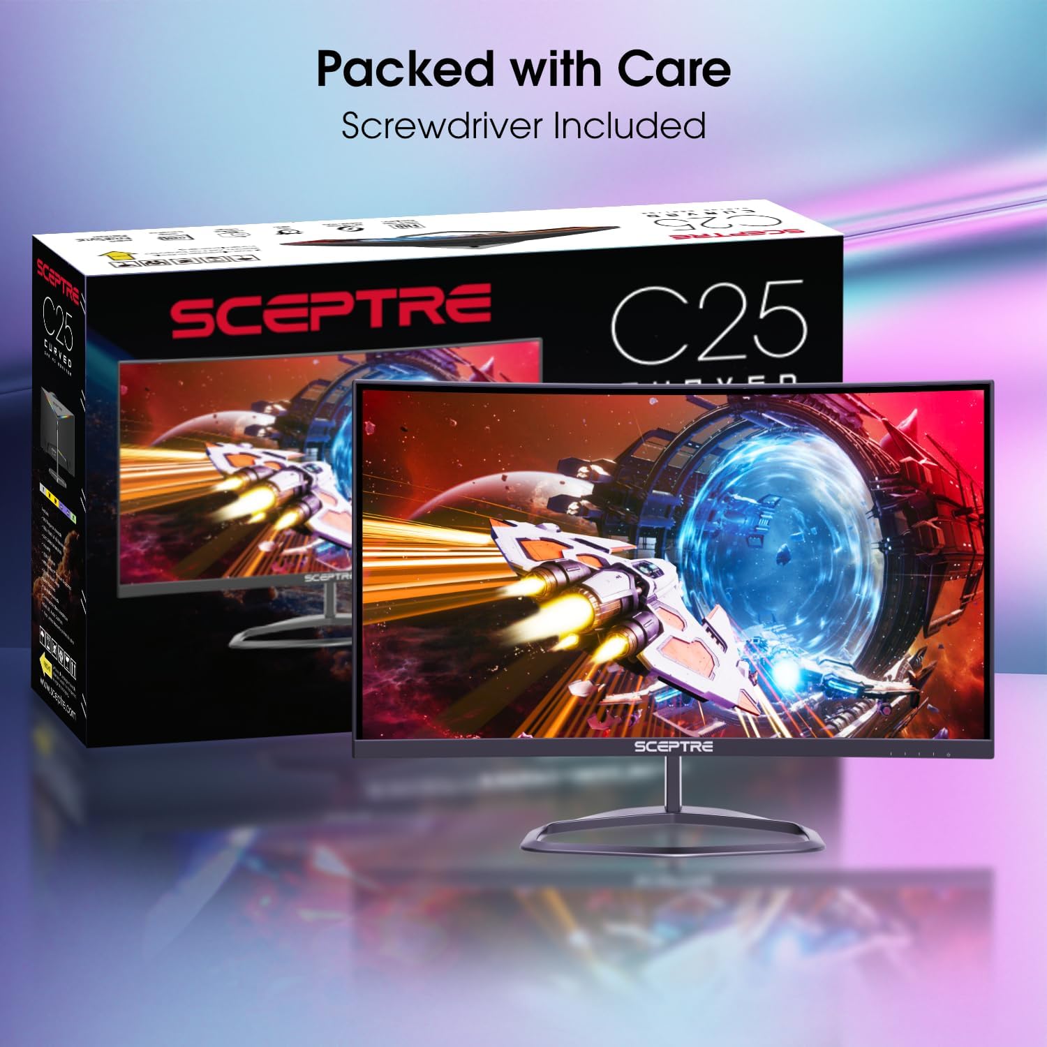 New! Sceptre Curved 24.5-inch Gaming Monitor up to 240Hz 1080p R1500 1ms DisplayPort x2 HDMI x2 Eye Care Build-in Speakers, Machine Black 2026 (C255B-FWT240 Series) - Image 2