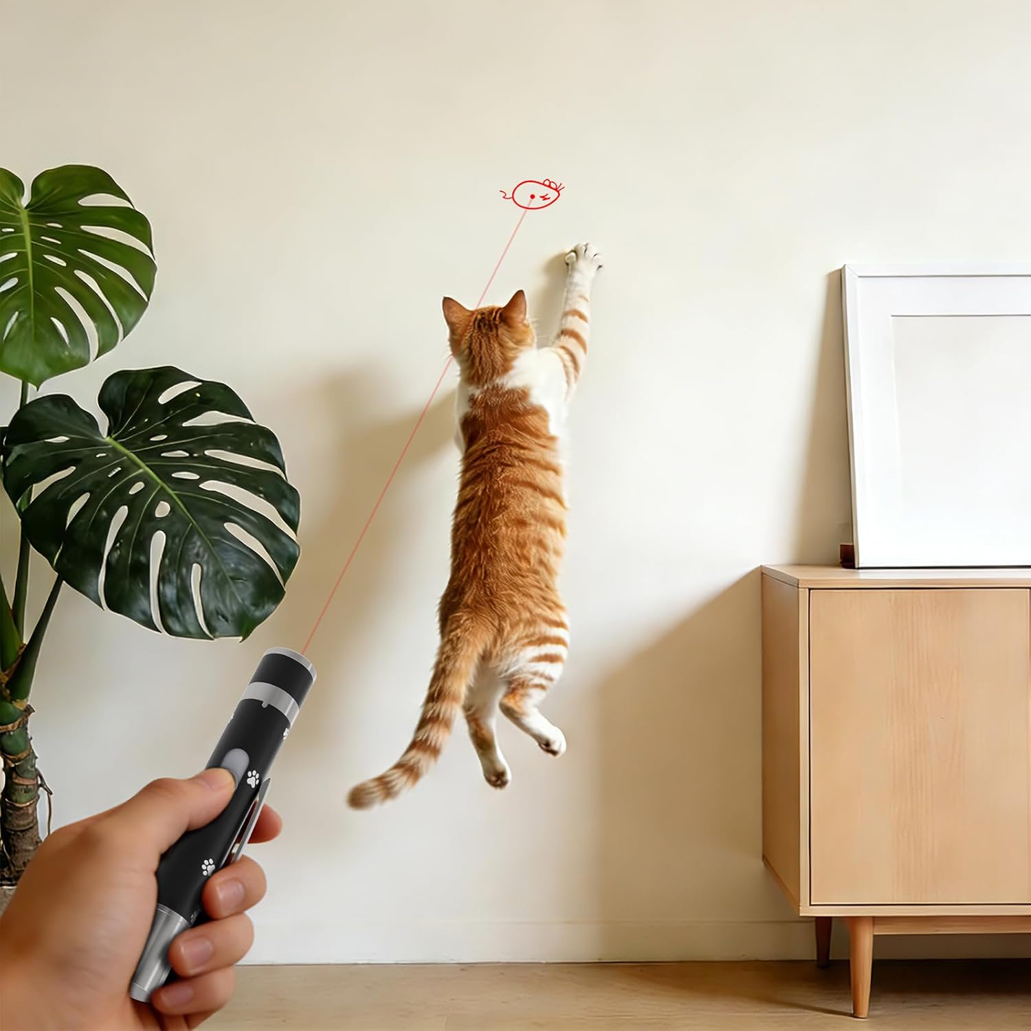 UMSIS Cat Toy, Distinctive Black Painted Metal Casing with Paw Print Design, USB Rechargeable, 7 Adjustable Patterns,Portable Interactive Chase Toy for Indoor Cats & Dogs Training and Exercise - Image 7