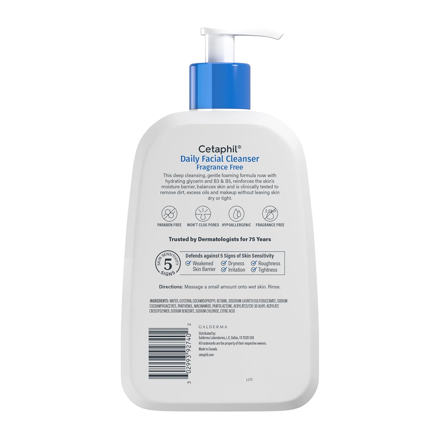 Cetaphil Face Wash, Daily Facial Cleanser for Sensitive, Combination to Oily Skin, 16 Oz, Fragrance Free, Gentle Foaming, Soap Free, Hypoallergenic - Image 10