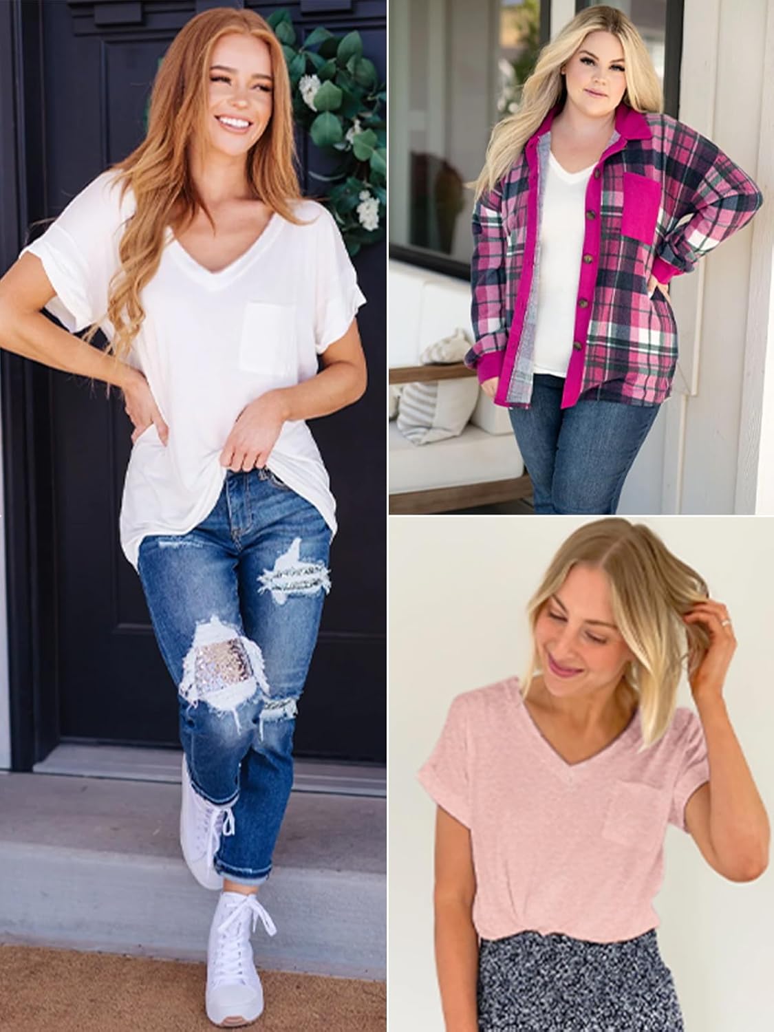 ATHMILE Womens T Shirts 2026 Short Sleeve V-Neck Shirts Cute Fit Summer Casual Tee Tops S-XXL - Image 4