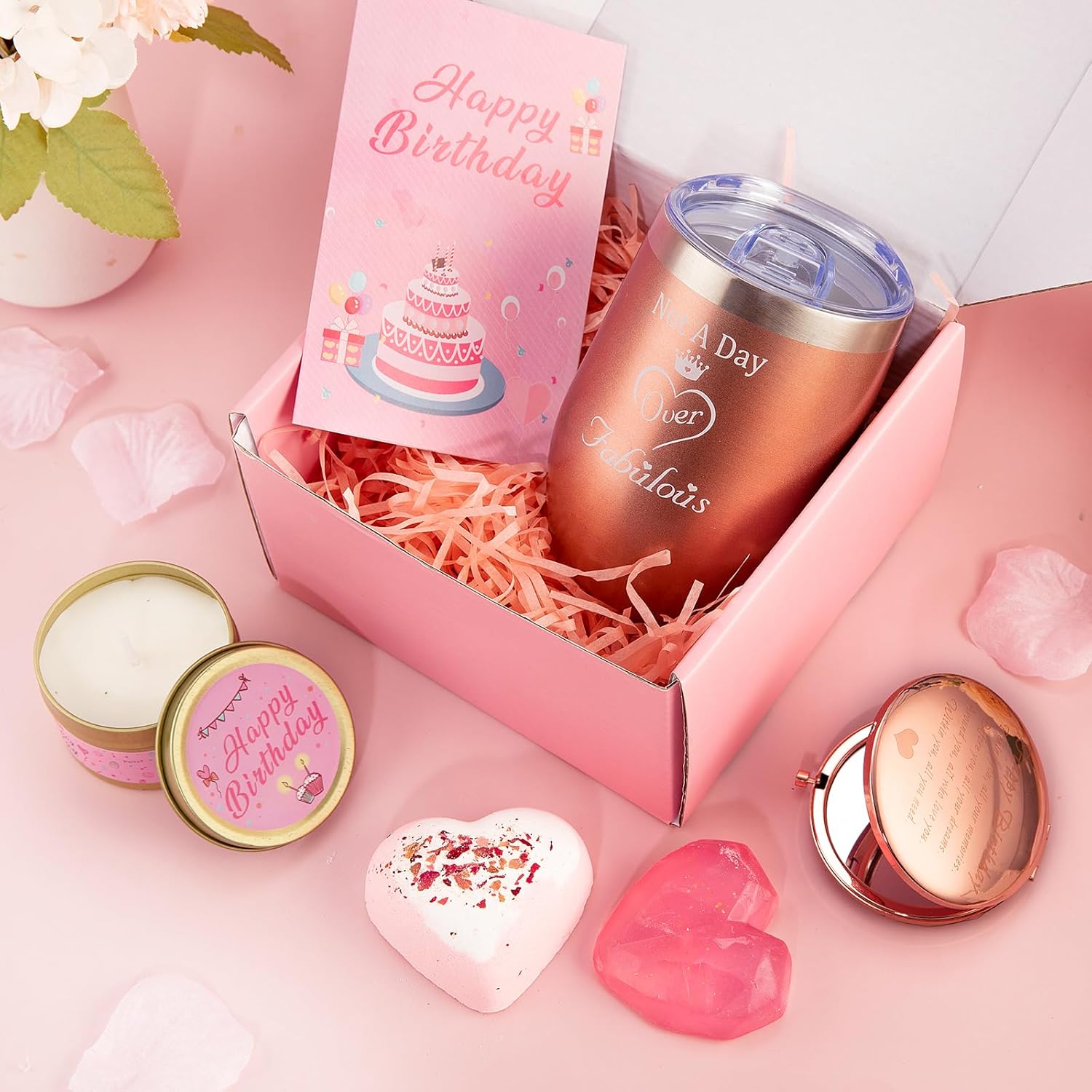Birthday Gifts for Women,Gifts Basket for Women Rose Bath Relaxing Gift Set Self Care Package Unique Female Happy Birthday Gift Ideas Box for Mom Sister Best Friend Coworker Birthday Presents - Image 2