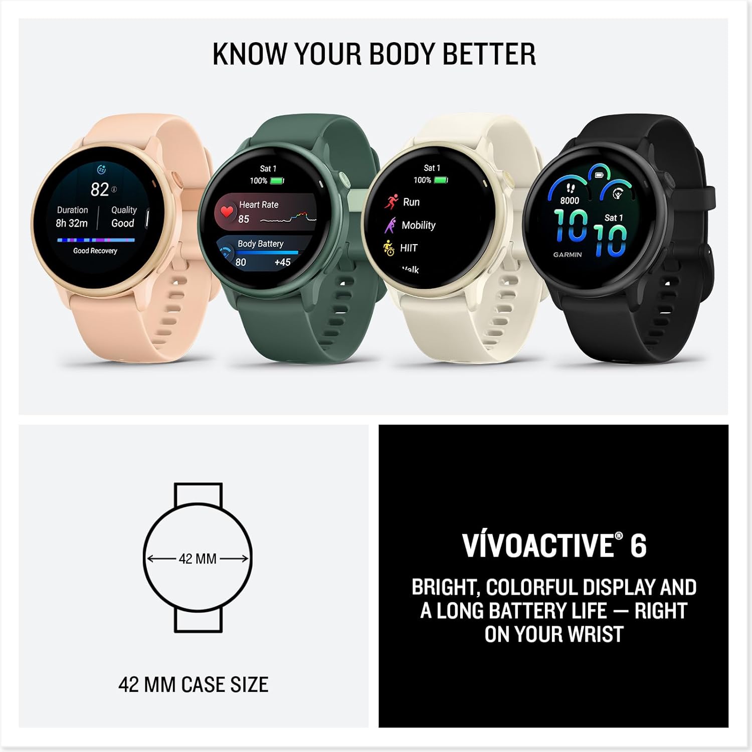 Garmin vívoactive® 6, Health and Fitness GPS Smartwatch, AMOLED Display, Up to 11 Days of Battery, Slate with Black Band - Image 9