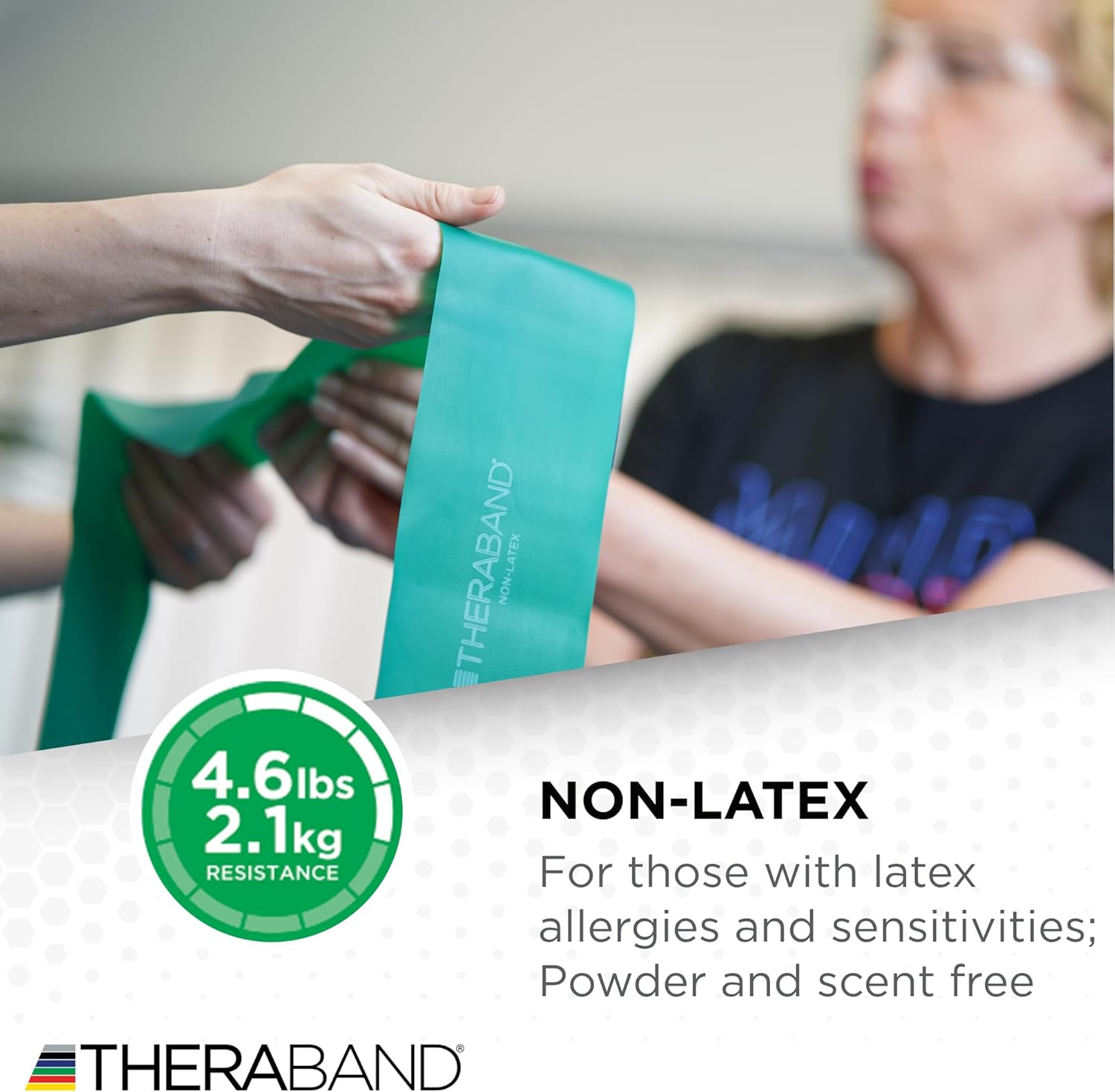 THERABAND Resistance Bands Set, Beginner Kit, Yellow, Red, Green, Non-Latex Elastic Bands for Exercise & Physical Therapy, Strength Training for Upper & Lower Body Fitness - Image 5