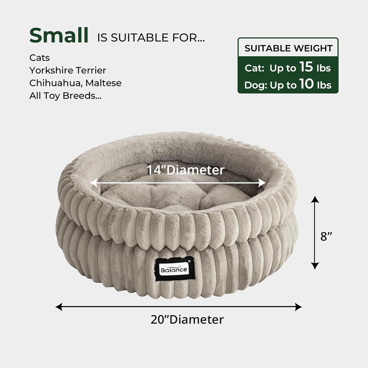 BALANCE Cat Bed Kitten Bed, Washable Round Cat Beds for Indoor Cats,Super Soft Plush Faux Fur Pet Bed for Puppy and Kitten with Anti-Slip Bottom - Image 5