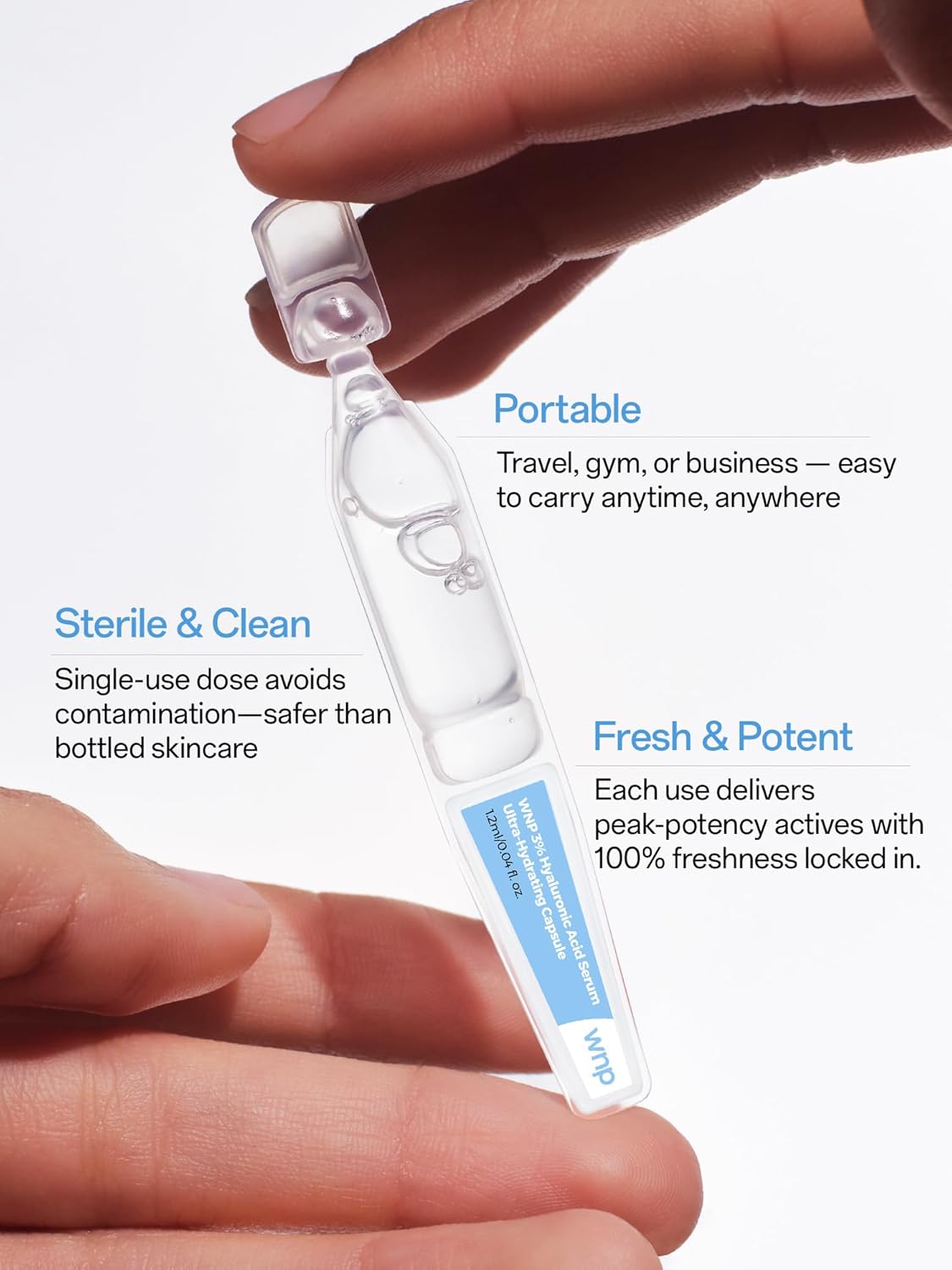 WNP Hyaluronic Acid Serum 3% for Face with 4D Multi-Layer Hydration | Ultra Hydrating Anti-Aging Serum | Moisturizer for Dry & Sensitive Skin | Pre-Makeup Skincare | Single-Use Vials 30PCS - Image 5