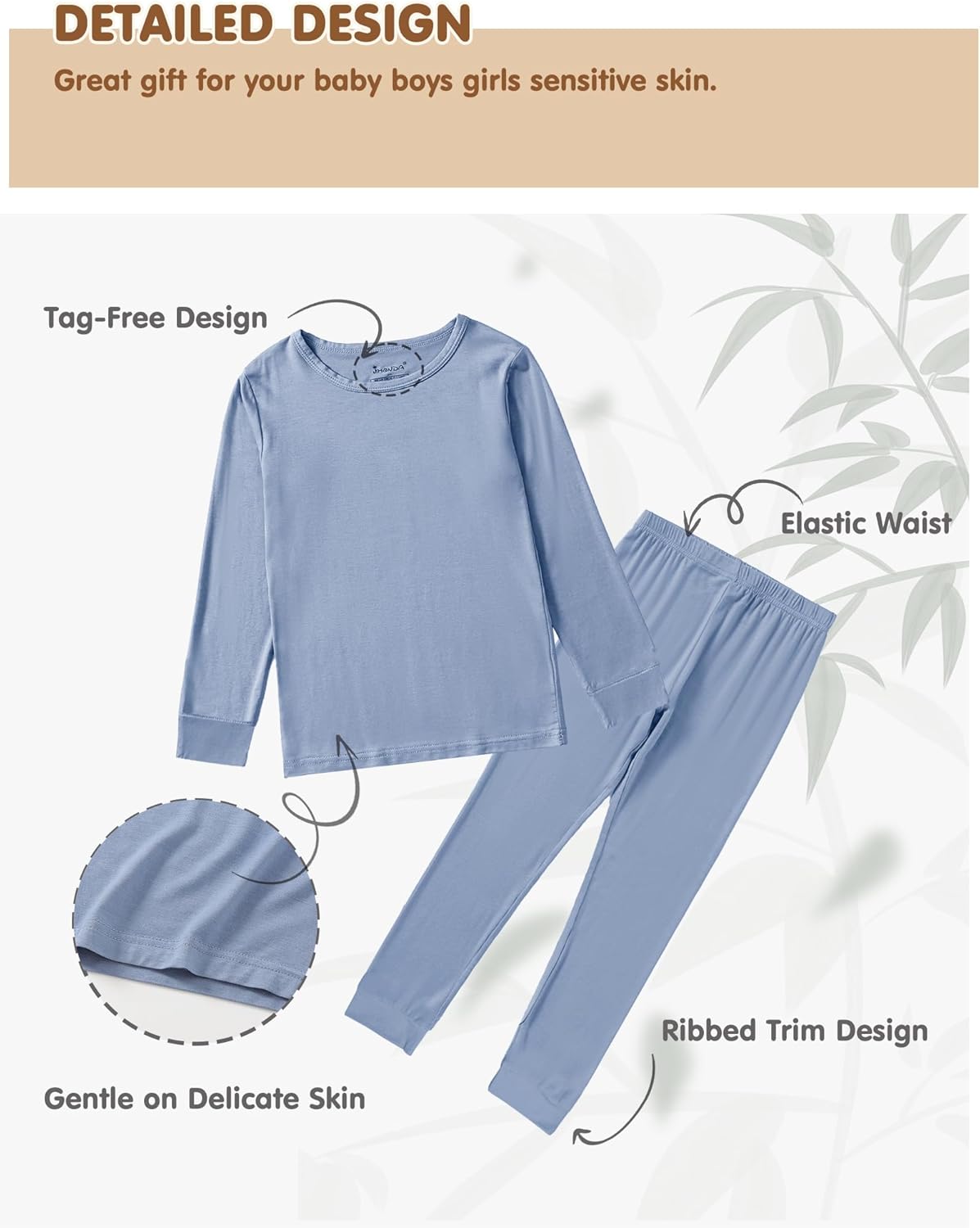 Jimonda Baby Boys Girls Pajama Sets Toddler Long Sleeve Sleepwear Sets Rayon from Bamboo Pajamas Sets 4pcs PJs 18M-8Y - Image 5
