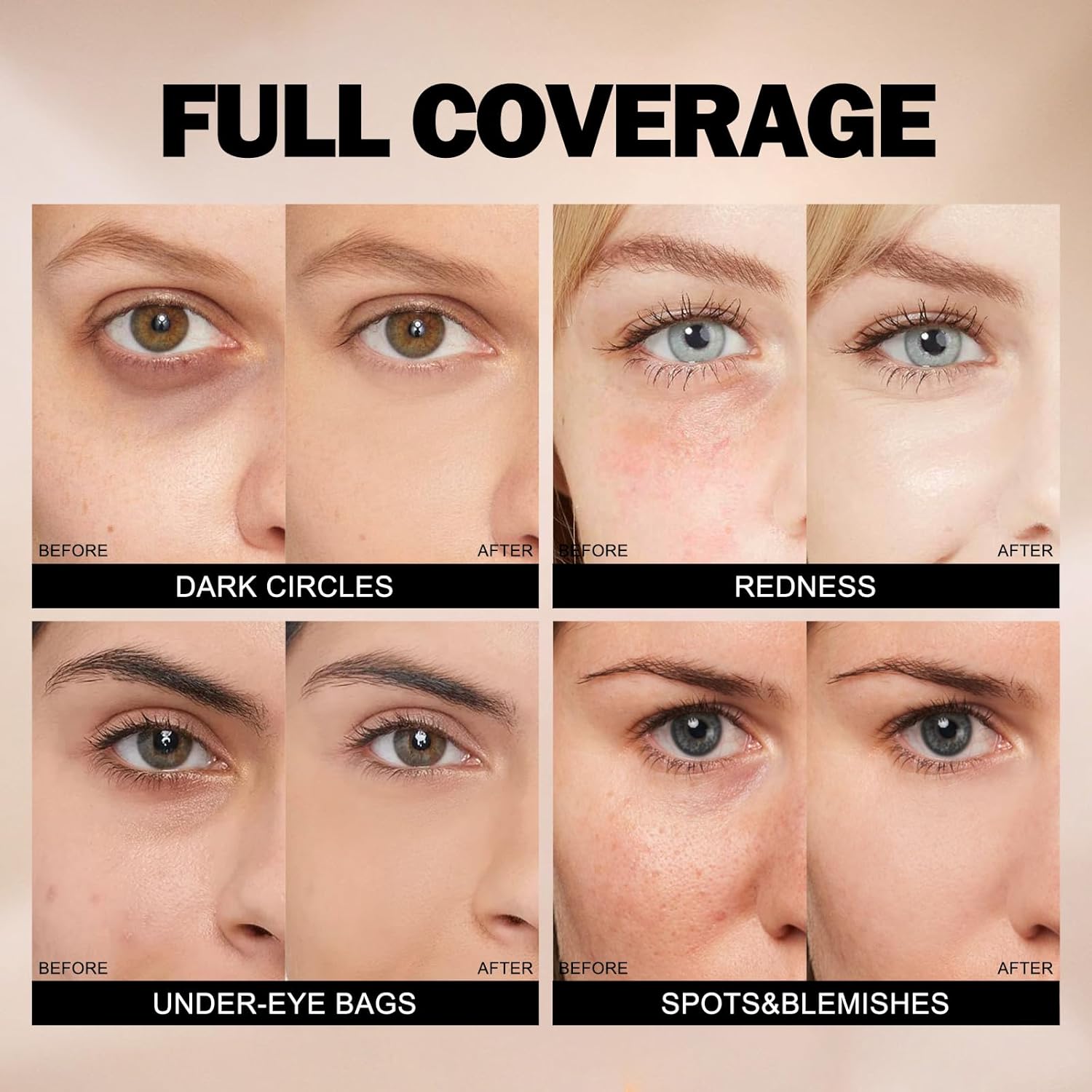 Liquid Concealer, Under Eye Full Coverage Concealers for Dark Circles, Fine Lines, Redness,Waterproof, Firming,Color Correcting Long lasting Makeup Concealer for Women (01#Light) - Image 3