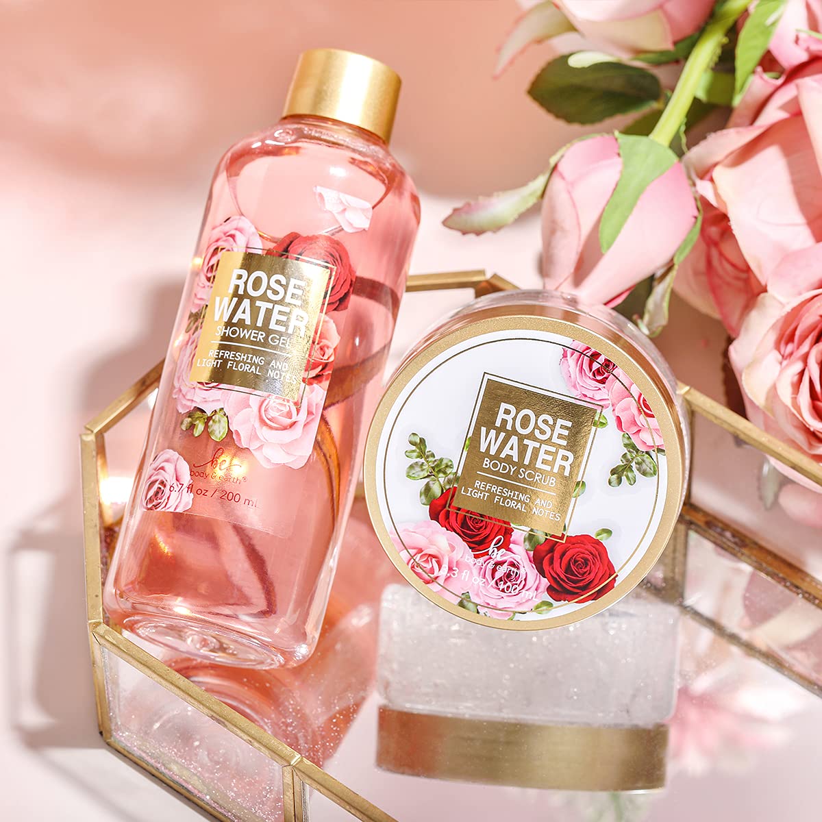 Mothers Day Gifts for Mom, Spa Birthday Gift Baskets for Women Her Wife Girlfriend, with Rose Scented Shower Gel, Body Scrub, Body Lotion, Hand Soap - Image 7