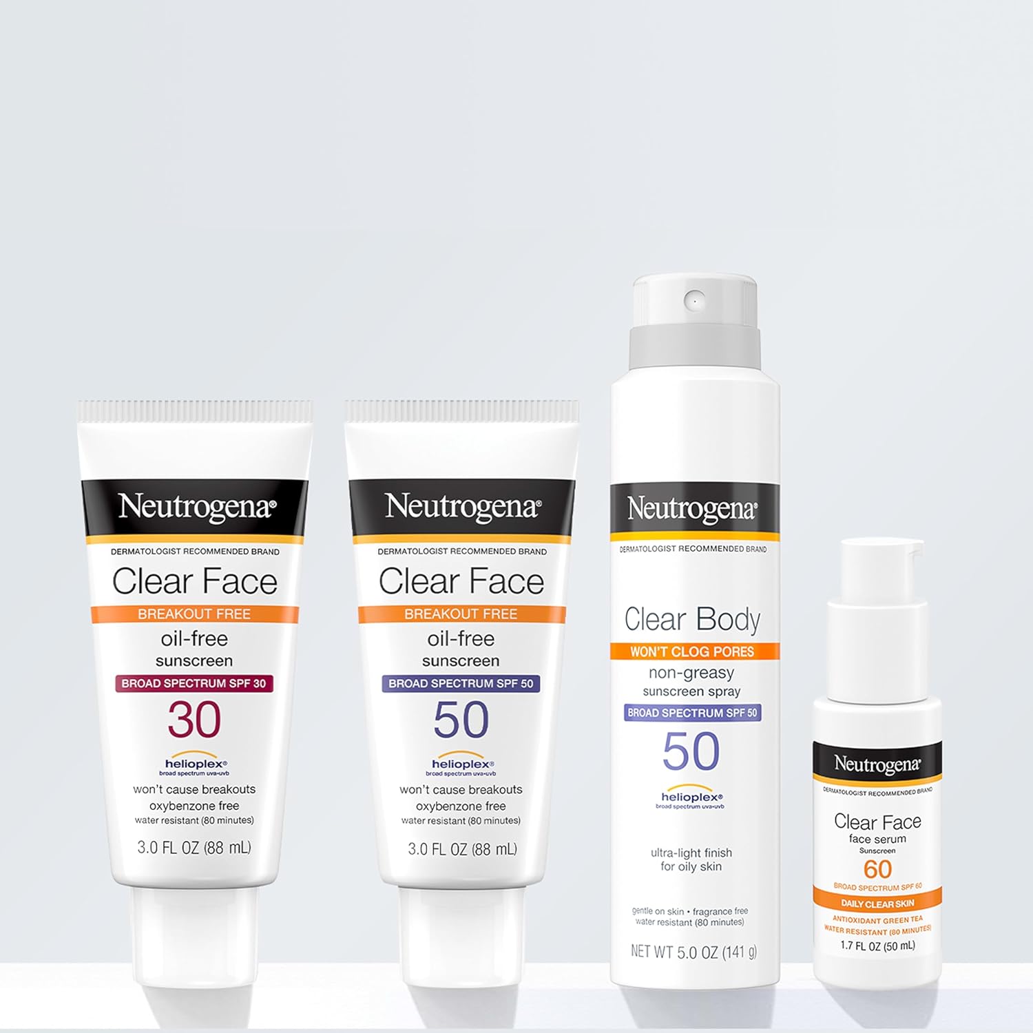 Neutrogena Clear Face Sunscreen Lotion for Acne-Prone Skin, Broad Spectrum SPF 50, Sunscreen for Face & Oily Skin, Oil-,Fragrance- & Oxybenzone-Free, Water Resistant, Matte, Unscented, 3 Fl Oz - Image 8