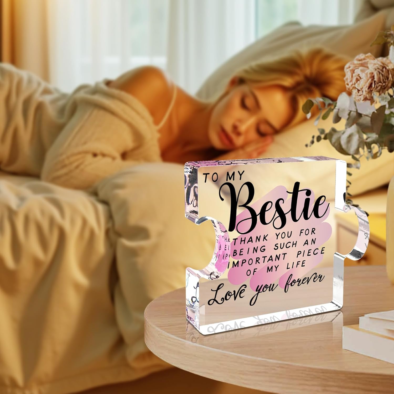 Best Friend Birthday Gifts for Women, Friendship Gifts for Best Friend Woman, Gifts for Friends Women, Bestie Acrylic Puzzle Plaque Keepsake for Soul Sister Female Bestfriend Work Besties Birthdays Thanksgiving Christmas Valentine's Day Present - Image 7