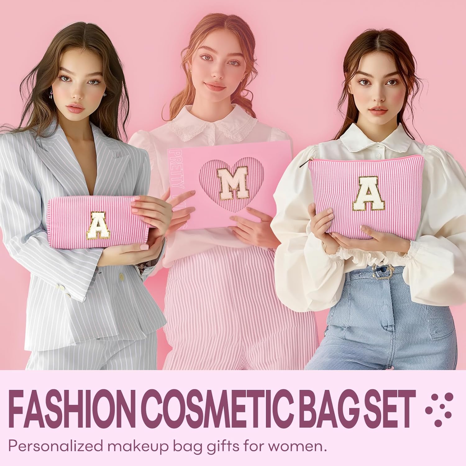 mibasies Graduation Gifts for Teen Girls Girlfriend - Mothers Day Gifts for Mom - 2PCS Gifted Box Makeup Bags - Cosmetic Bag for Travel Toiletry - Teen Girl Gifts Trendy Stuff Teacher Gift - Pink A - Image 4