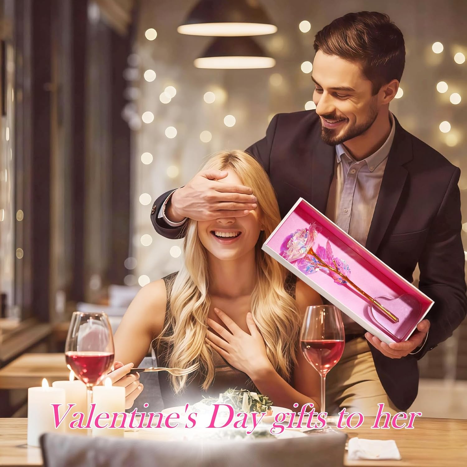 Mothers Day Mom Gifts for Women Grandma, Artificial Forever Birthday Flowers Galaxy Glass Eternal Roses with Heart Shaped Crystal Vase, Mother's Day Anniversary Wedding Rose Gifts for Wife Sister - Image 6