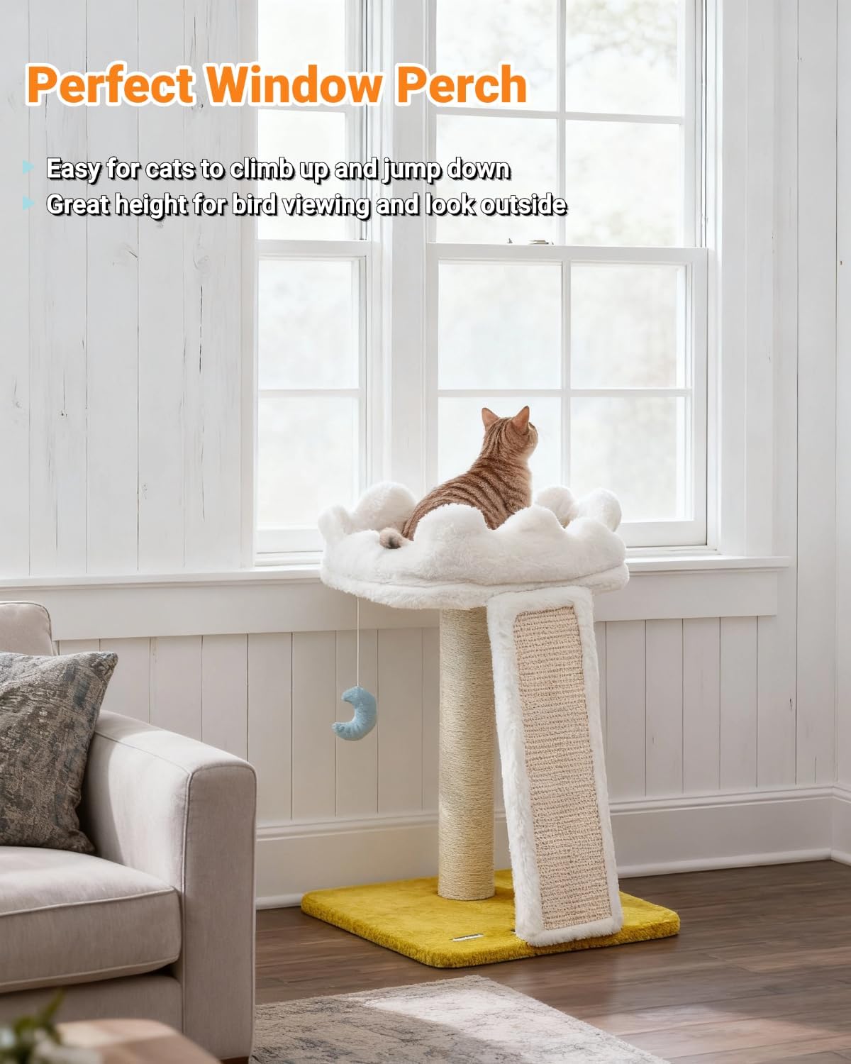 Happi N Pets New Cloud Cat Tree Tower, Cat Scratching Post with Bed, Small Cat Tree, Compact Cat Tower with Scratching Pad & Cloud Soft Perch & Cute Toys, Extra Toy, Bonus Catnip - Image 8