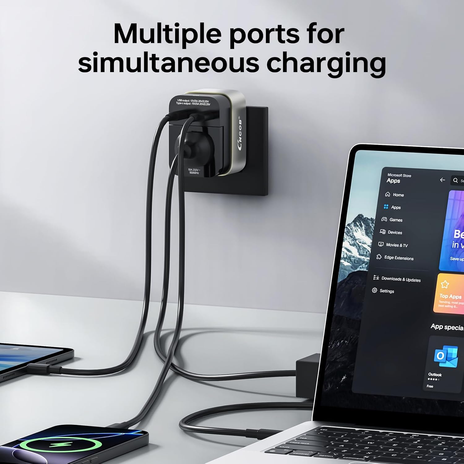 Universal Travel Adapter & Global Power Plugs & Outlets, GaN Fast Wall Charger with PD 3.0 USB-C & USB-A Ports, All-in-1 International Compact Adaptor for EU USA UK Aisa Hair Dryer Steam Iron Laptop - Image 4