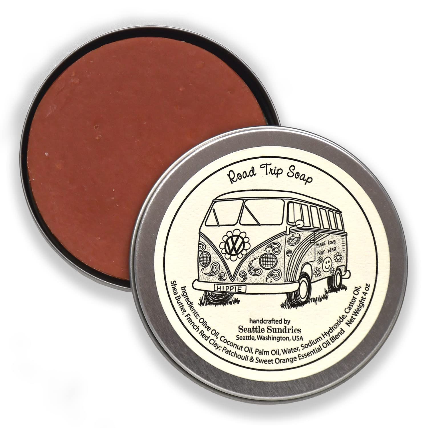 Seattle Sundries Patchouli Soap Bar for Women & Men - 1 (4oz) Handmade Bar Soap in a Retro Gift Tin - Boho Aesthetic Stocking Stuffer Idea