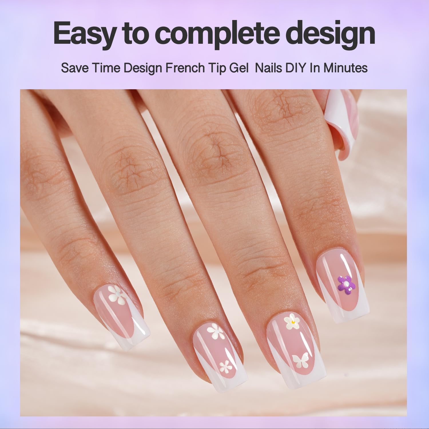 Vansiho Gel Nail Kit - Pink Deep Short Squre French Tip Press on Nails Kit with Nail Gel, Top Coat for Gift Home DIY - Image 2