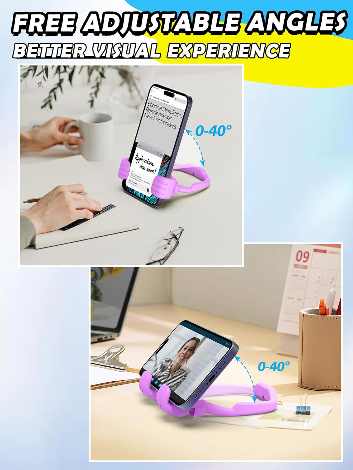 Stocking Stuffers for Teens Girls Adults Cell Phone Stand: Upgrade Adjustable Thumbs Up Lazy Phone Holder for Desk Cool Gadgets Fun Birthday Gifts Ideas for Kids Teenager Women Gifts for Christmas - Image 4