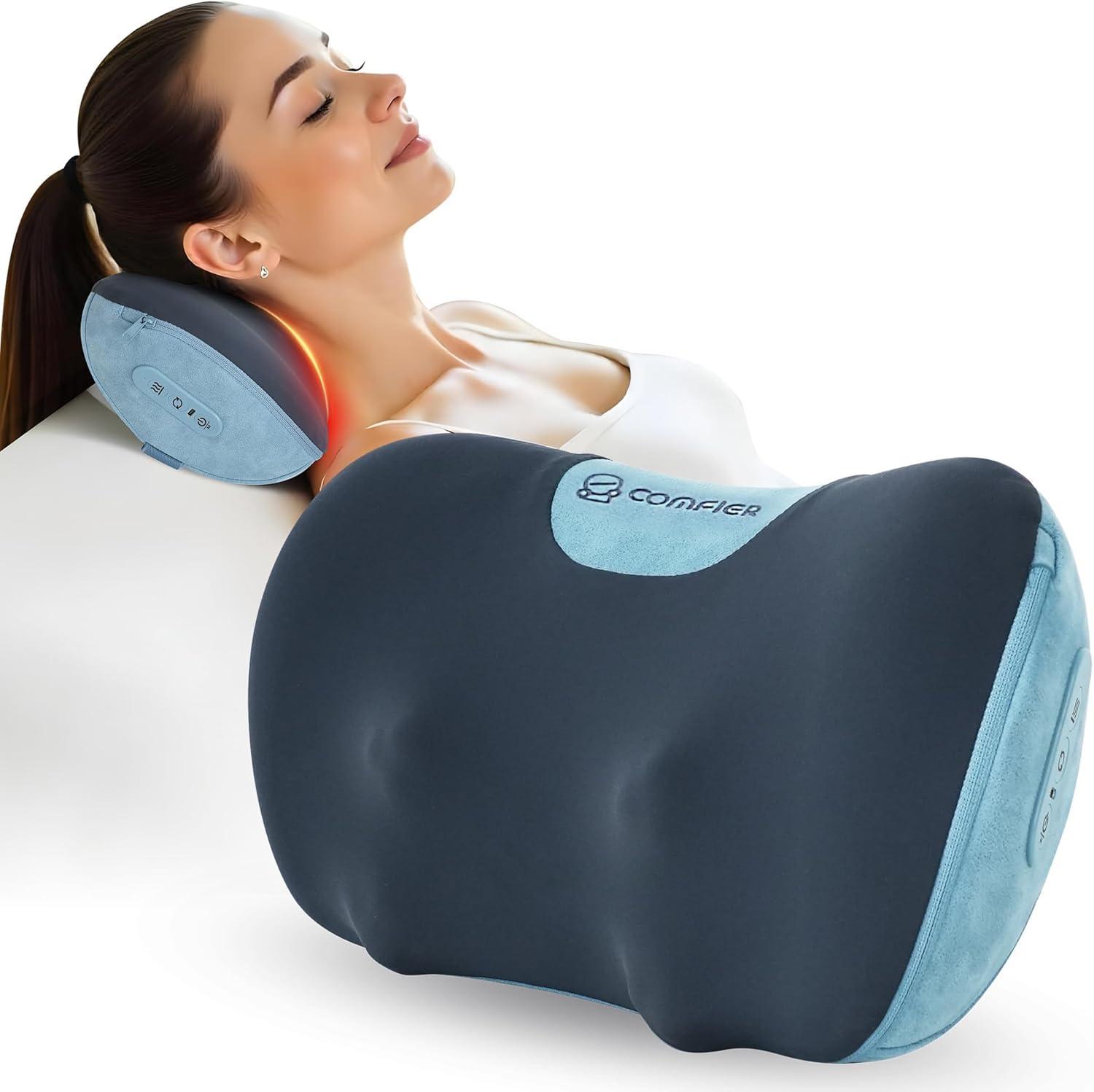 COMFIER Shiatsu Neck and Back Massager with Heat, Neck Massager Pillow with 3D Kneading Deep Tissue, Cordless & Portable, Soothes Muscle Tension at Home, Office, Travel,Mothers Day Gifts for Women