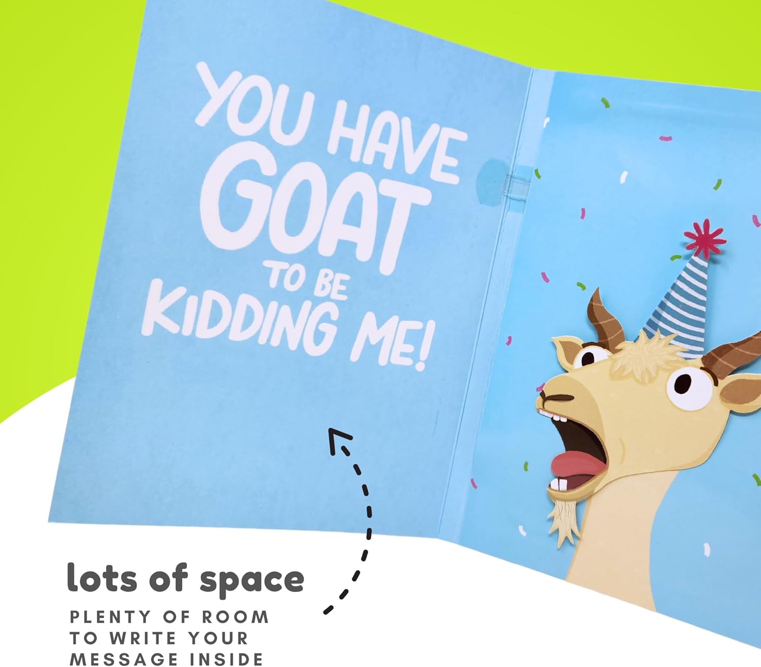 Good Egg Greetings Screaming Goat Birthday Card - Funny Birthday Card for Men Women Kids - Screaming Goat Meme Sound and Shaking Head Motion Bday Greeting Cards 5.25 x 8.18 Inch - Image 6