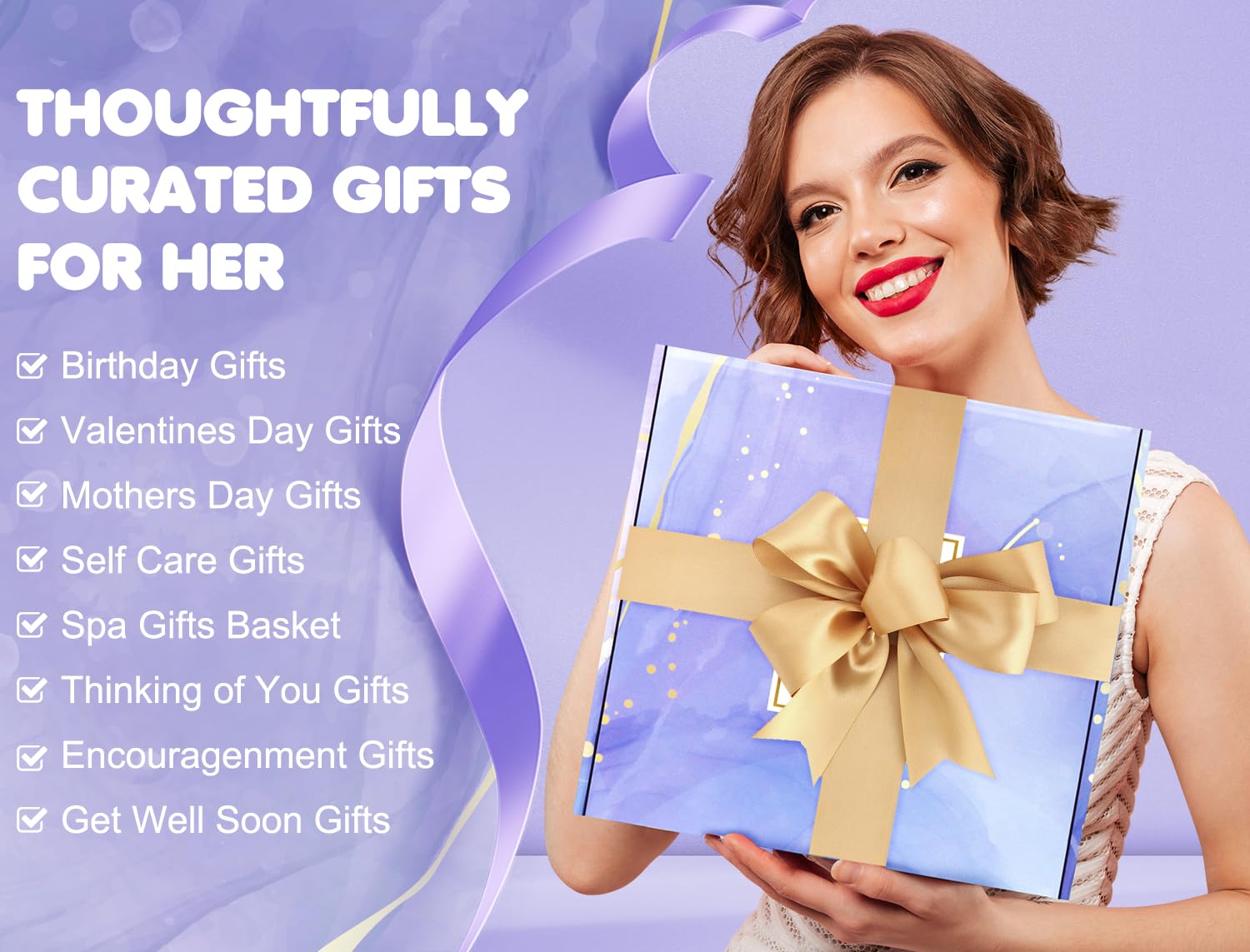 Birthday Gifts for Women, Relaxing Spa Gifts Care Package with Luxury Flannel Blanket, Light-Up Rose Flower, Unique Mothers Day Gifts for Mom, Wife, Grandma, Sister, Friends - Image 3