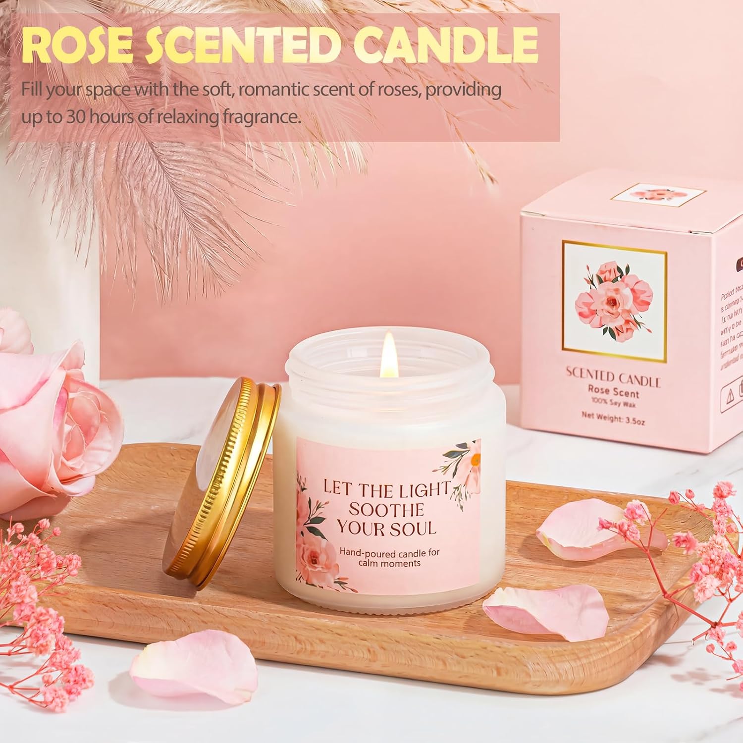Gifts for Women, 9pcs Happy Birthday Gifts for Women, Christmas Ideas Mothers Day Gift Baskets Unique Rose Self Care Set Valentines Day Gift for Her Mom Sister Wife Friend Friendship Teacher - Image 5