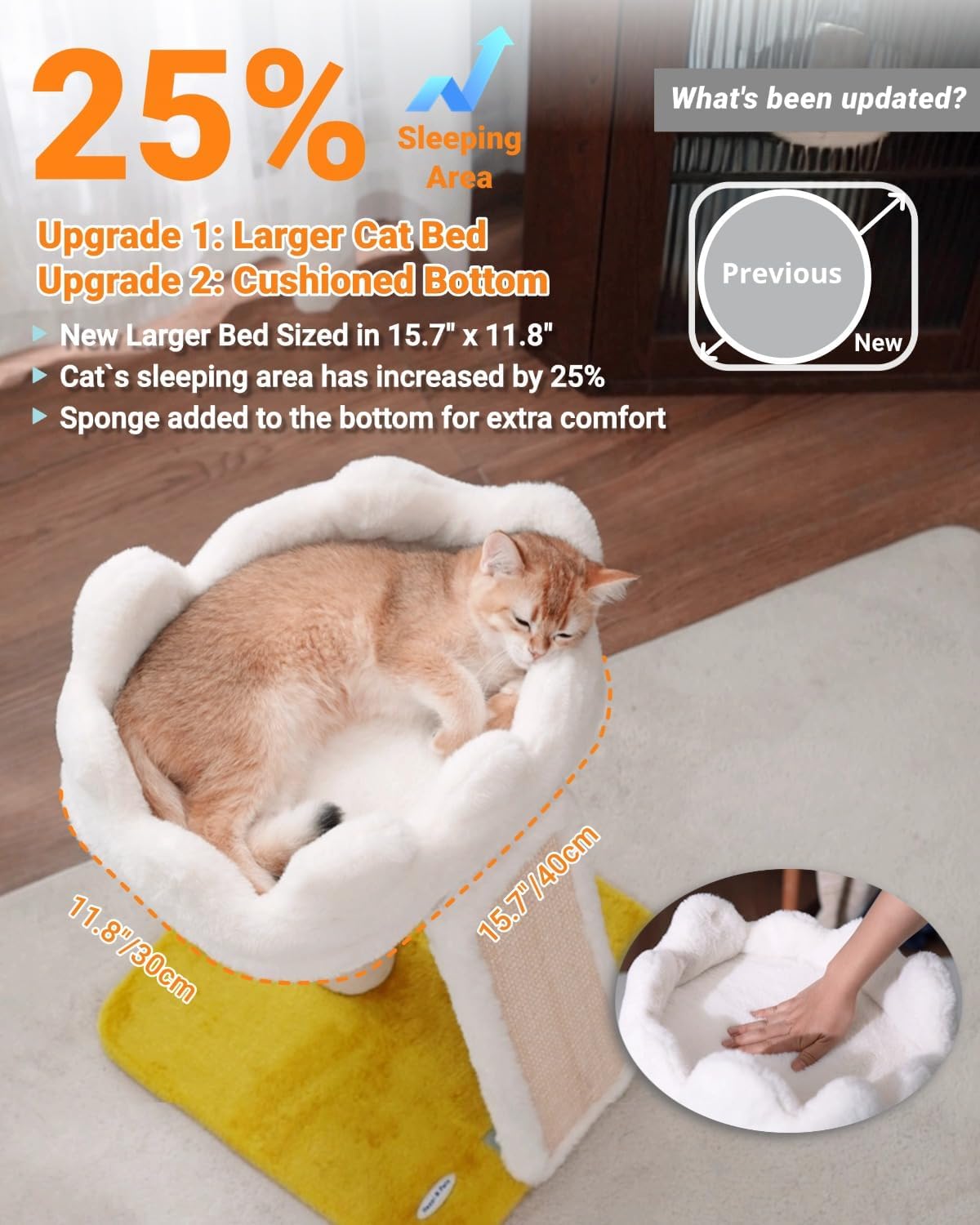 Happi N Pets New Cloud Cat Tree Tower, Cat Scratching Post with Bed, Small Cat Tree, Compact Cat Tower with Scratching Pad & Cloud Soft Perch & Cute Toys, Extra Toy, Bonus Catnip - Image 6