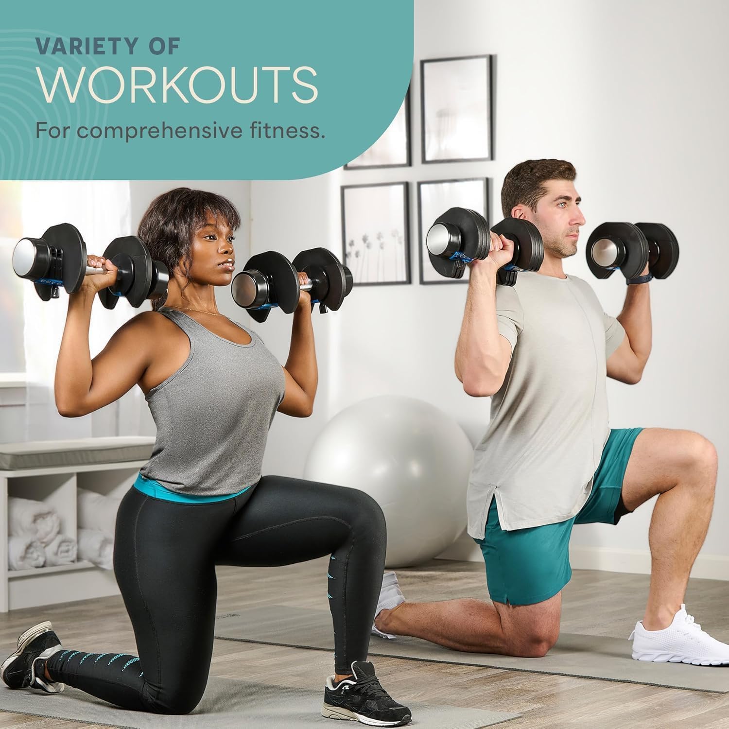 Lifepro Adjustable Dumbbells Set – 15lb, 25lb Pair or 43lb, 55lb & 90lb Single – Quick Adjustment, Anti Slip Handle – Space Saving & Strength Training Weights for Home Gym Exercise & Fitness - Image 7