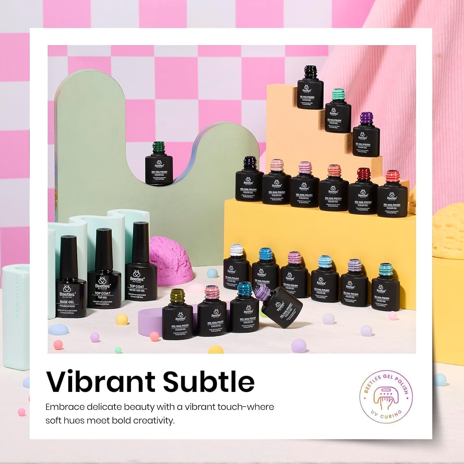 Beetles Summer Gel Polish Set - 20 Colors Red Green White Black Nude Summer Gel Nail Polish with Base Top Coat Trendy Colors Uv LED Lamp Salon DIY at Home Nails Gifts for Women Vibrant Subtle - Image 5