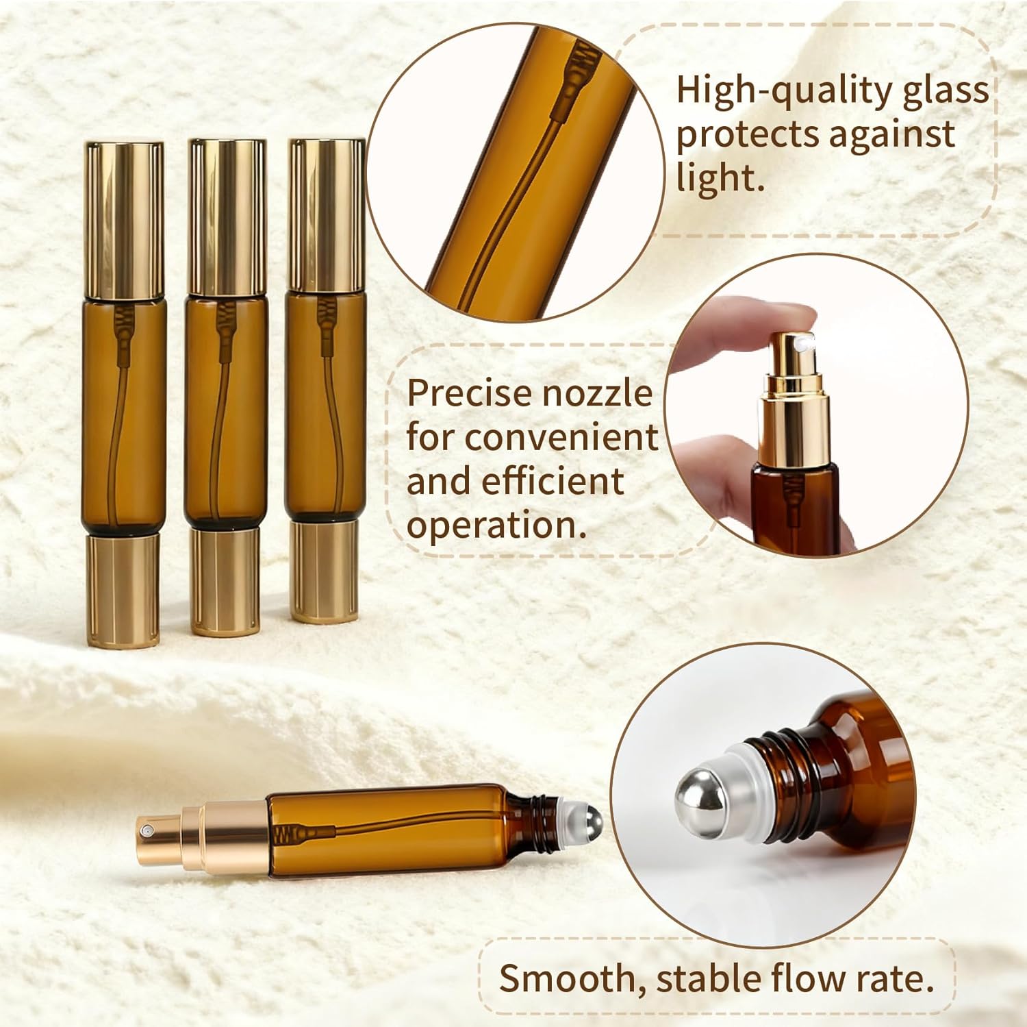 Double Ended Perfume Bottle With Roller Ball &Spray:4 PCS 10ml Amber Refillable Leakproof Travel Atomizer Facial Care with Funnel Tool for Perfume,Cologne,Essential Oils - Image 4