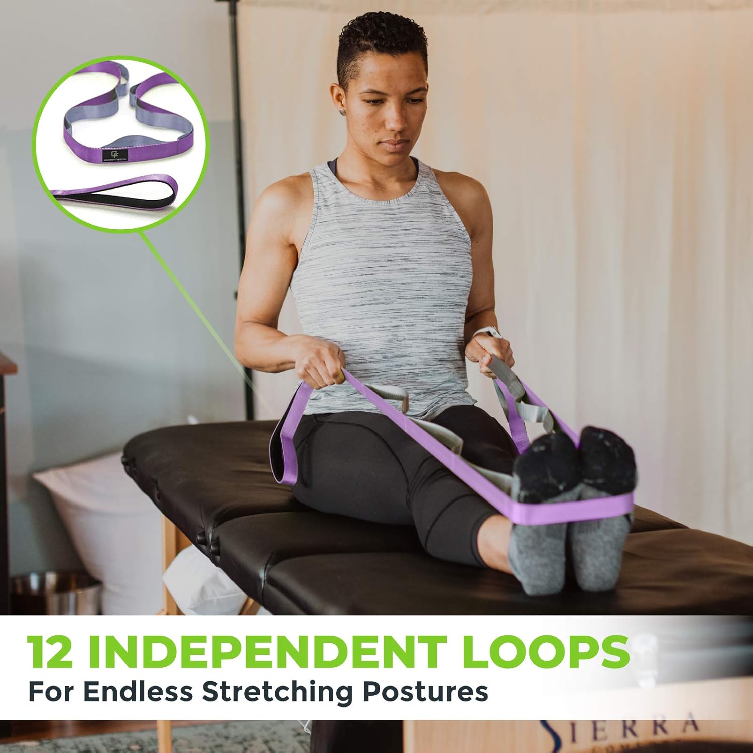 Gradient Fitness Stretching Strap for Physical Therapy, 12 Multi-Loop Stretch Strap 1" W x 8' L, Neoprene Handles, Physical Therapy Equipment, Yoga Straps for Stretching, Leg Stretcher. - Image 4