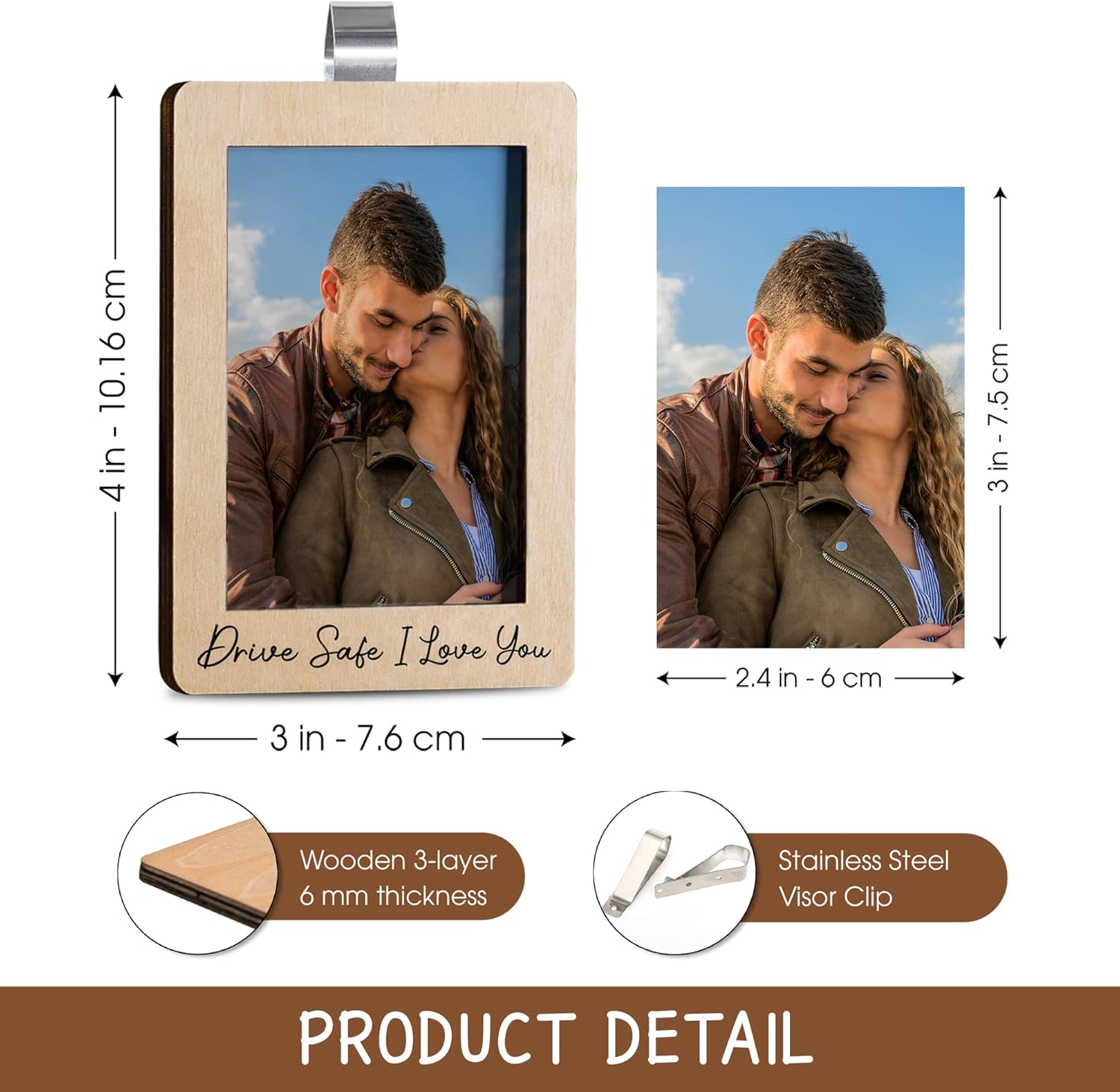 Drive Safe Papa Visor Clip Picture Frame For Car Fathers Day Daddy Token - Custom Car Visor Clip Photo Frame Fathers Day Sweet Papa Keepsake - Touching Gift For Dad Reminding Dad of Our Endless Love - Image 6