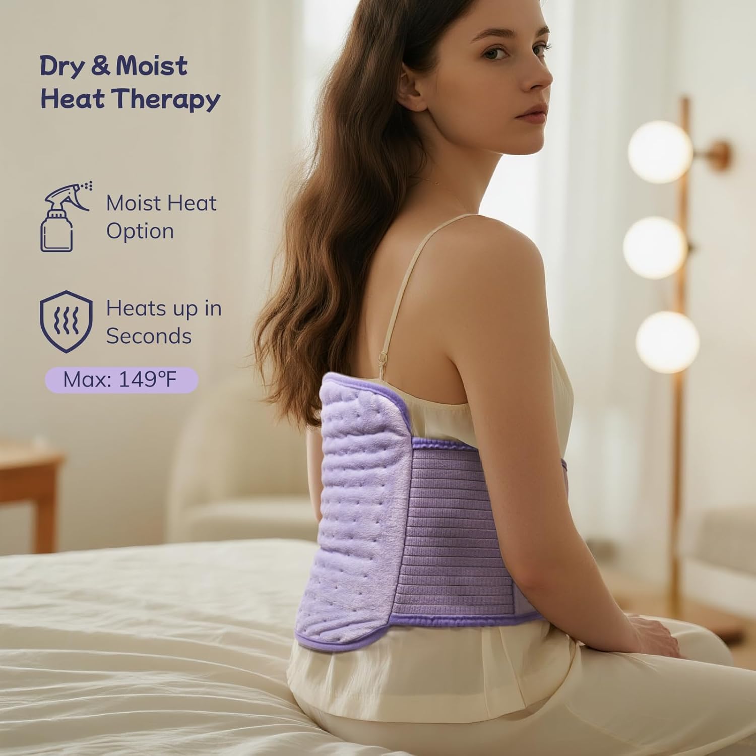 Heating Pad for Period Cramps, Upgraded Wrap Heating Pad for Back Pain Relief, Large 12''x 24''Heat Pad +26" Belt Adjustable 4 Timer 6 Heat Level Auto Shut Off, Christmas Birthday Gifts for Women Mom - Image 8