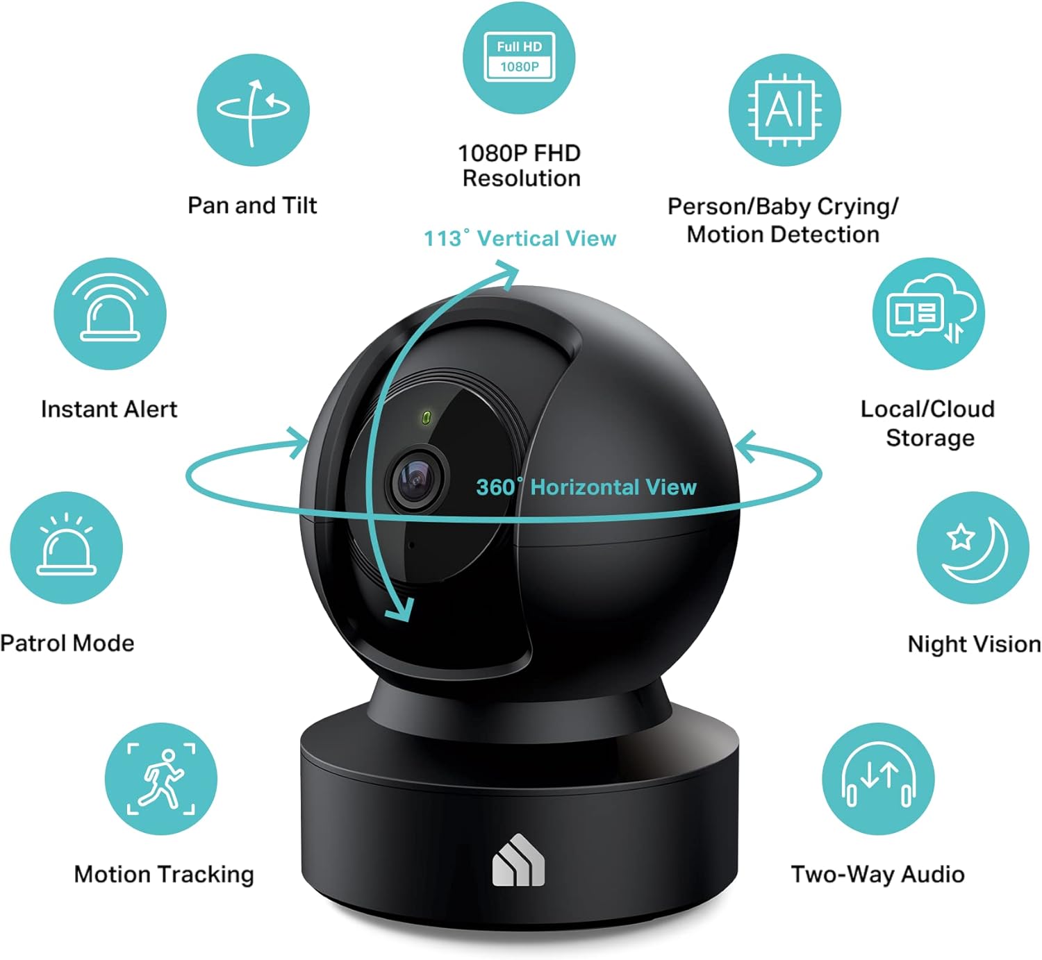 Kasa 1080p Indoor Pan/Tilt Wired Security Camera - Works as a Baby & Pet Monitor, Motion Detection & Tracking, 2-Way Audio, Night Vision, Subscription-Free Local Storage or Optional Cloud, EC71 - Image 2