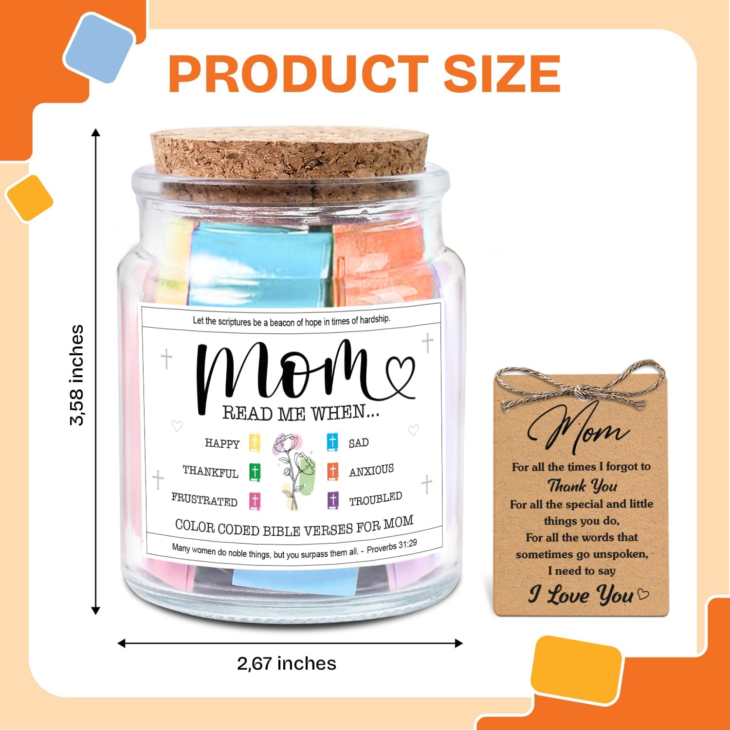 NewEleven Mothers Day Gifts For Mom, Mom Gifts From Daughters Son on Mother Birthday, Bible Jar, Christian Gift for Wife, Thank You Gift Decorative Inspirational Scripture Jar with 92 Bible Verses - Image 2