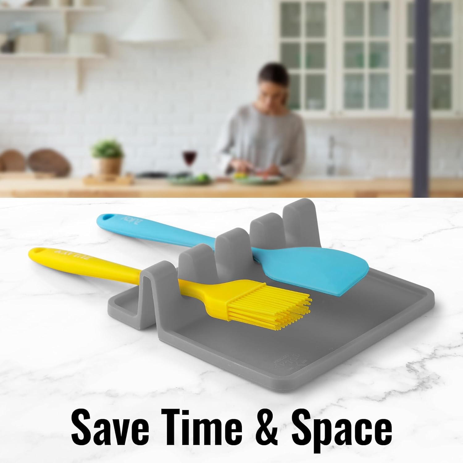 Zulay Kitchen Spoon Rest for Multiple Utensils High Heat-Resistant Silicone Drip Pad, BPA-Free Spoon Holder for Stove Top, Kitchen Gadget Holder for Ladles, Tongs, Cooking Spatula - Makes Great Gift - Image 7