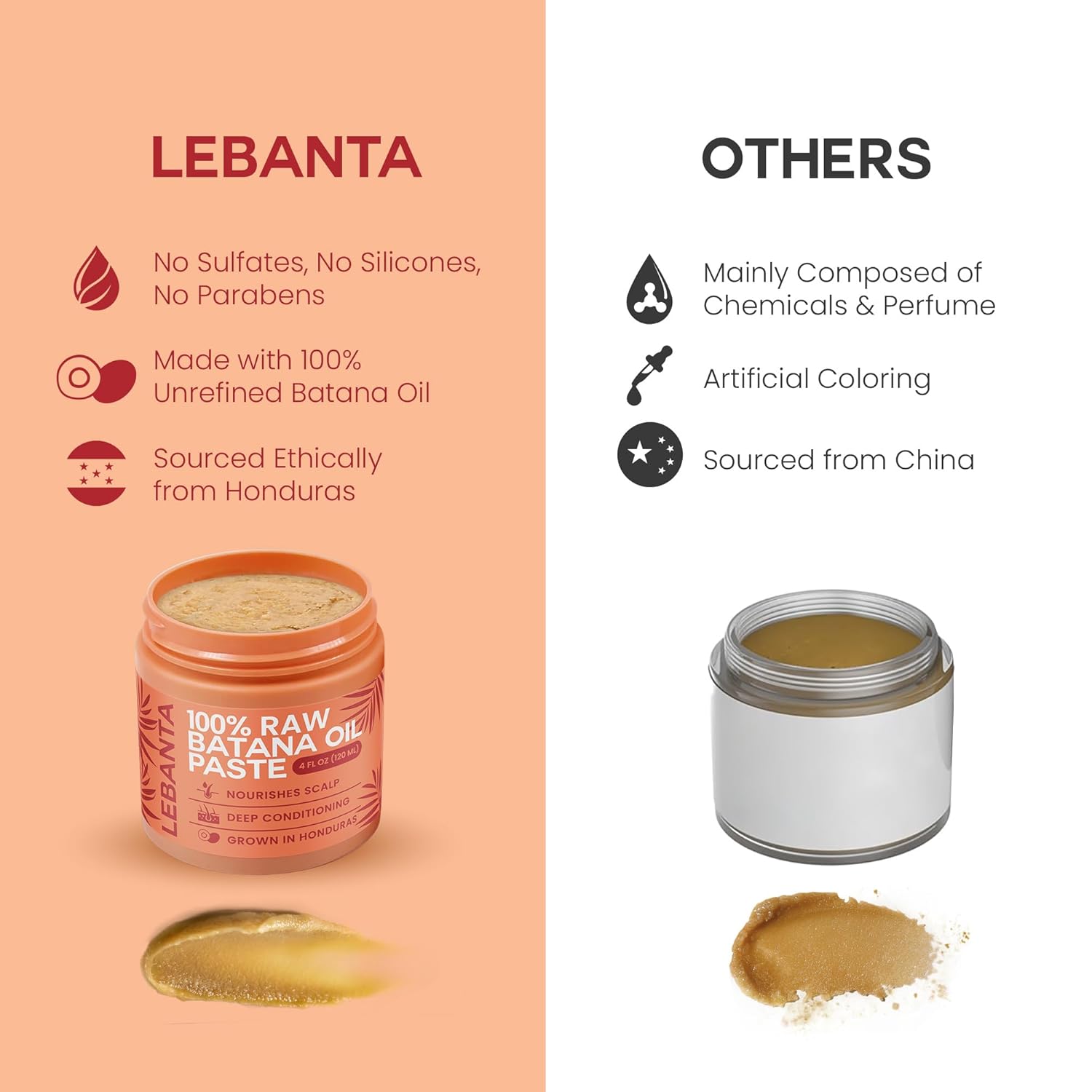 Lebanta Raw Batana Oil for Hair Growth - 100% Pure, Organic 4oz Batana from Honduras for Thick and Strong Natural Hair - Dr. Sebi Unrefined Cold Pressed Cosmetic Scalp Mask Gifts for Women (1 Pack) - Image 5