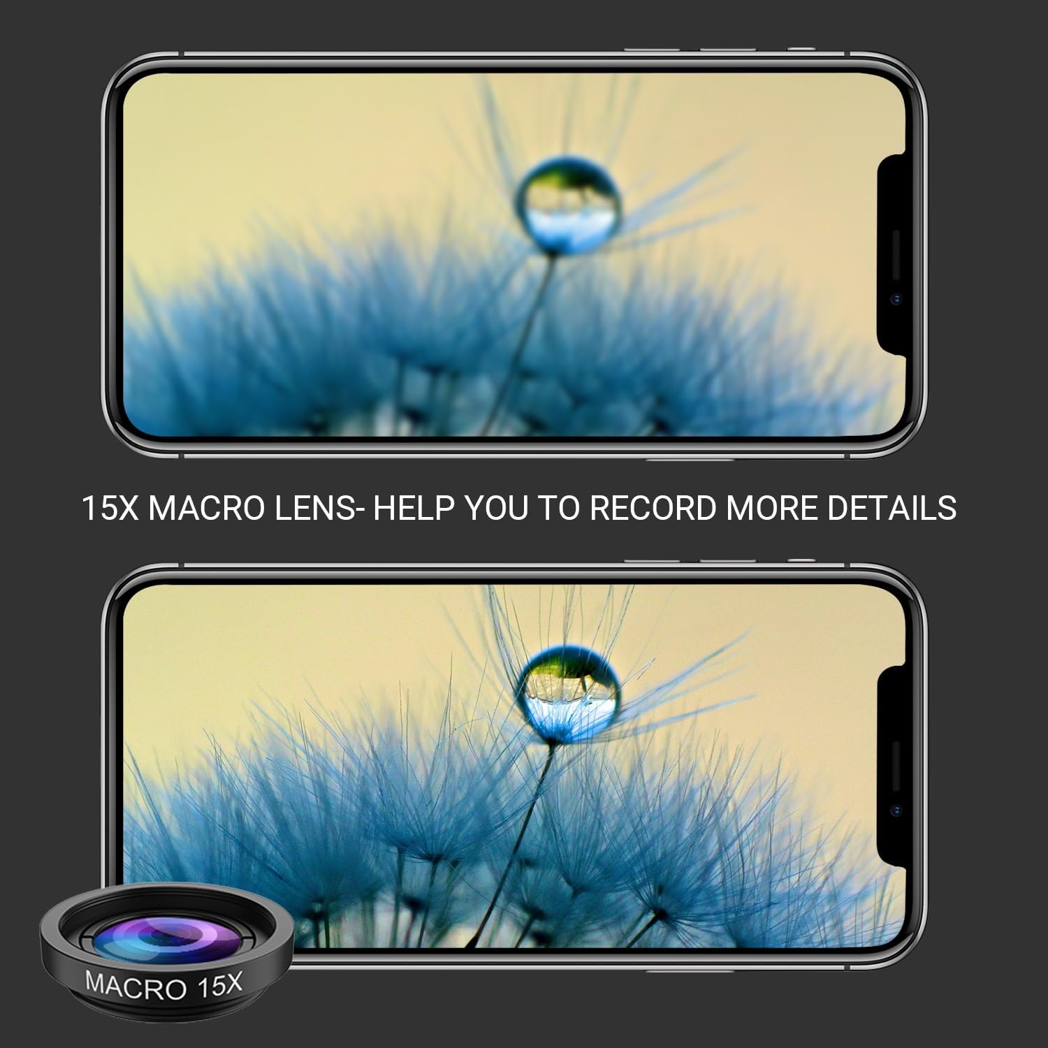 MIAO LAB 5 in 1 Phone Camera Lens Kit -0.63X Wide Angle Lens & 15X Macro Lens+190°Fisheye Lens/CPL + 2X Telephoto Lens Compatible with iPhone Samsung Sony and Most of Smartphone - Image 2