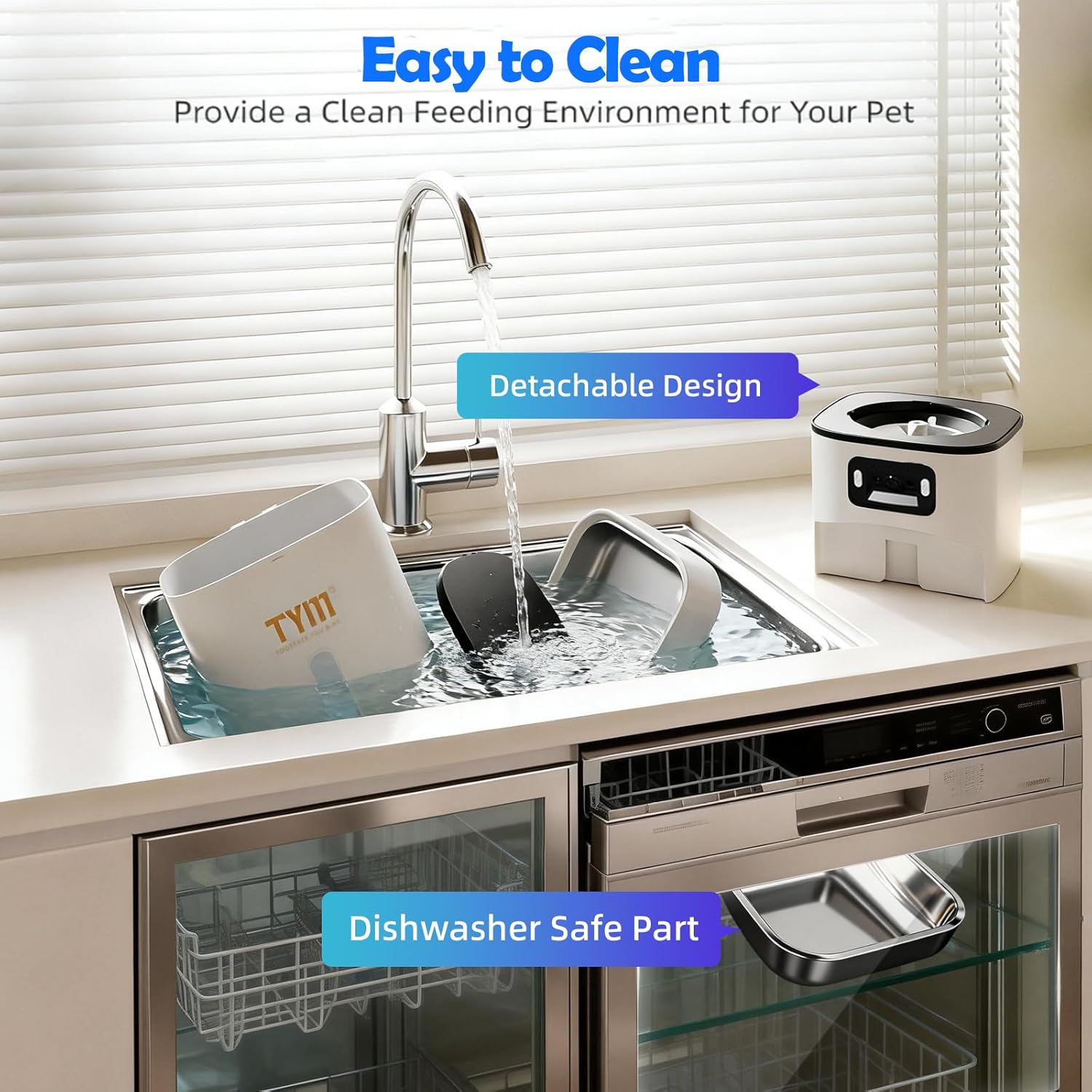 TYM Automatic Cat Feeder with 2 Camera for 2 Cats, 7L Dog Food Dispenser with Night Vision 2K 4MP, 5G WiFi Dual Auto Cat Feeder with Smart App for Multiple Cats & Small Dogs, Detachable for Clean - Image 8