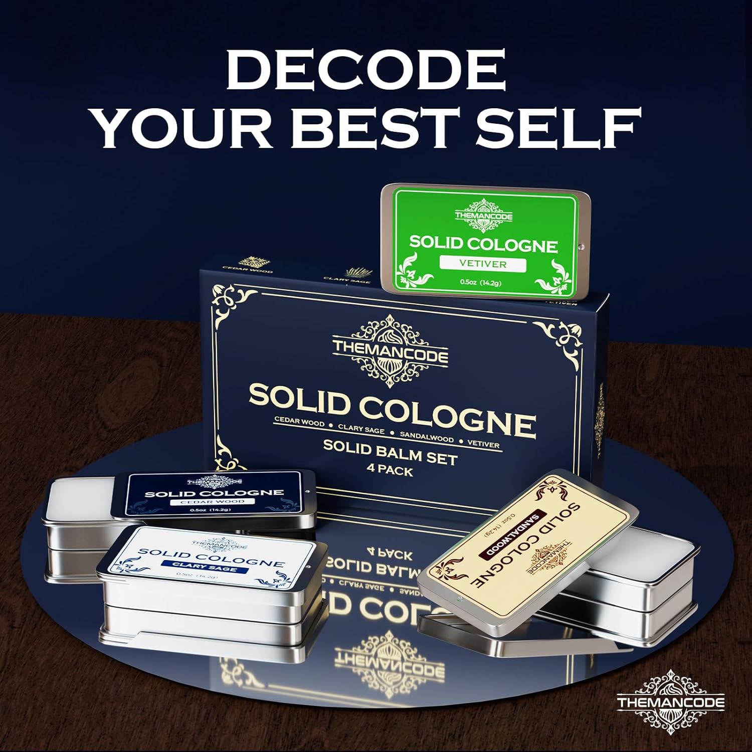 Solid Cologne for Men, Gifts for Men, Solid Perfume with Sandalwood, Vetiver, Cedarwood, Sage Scents, 4 Pack - Image 8
